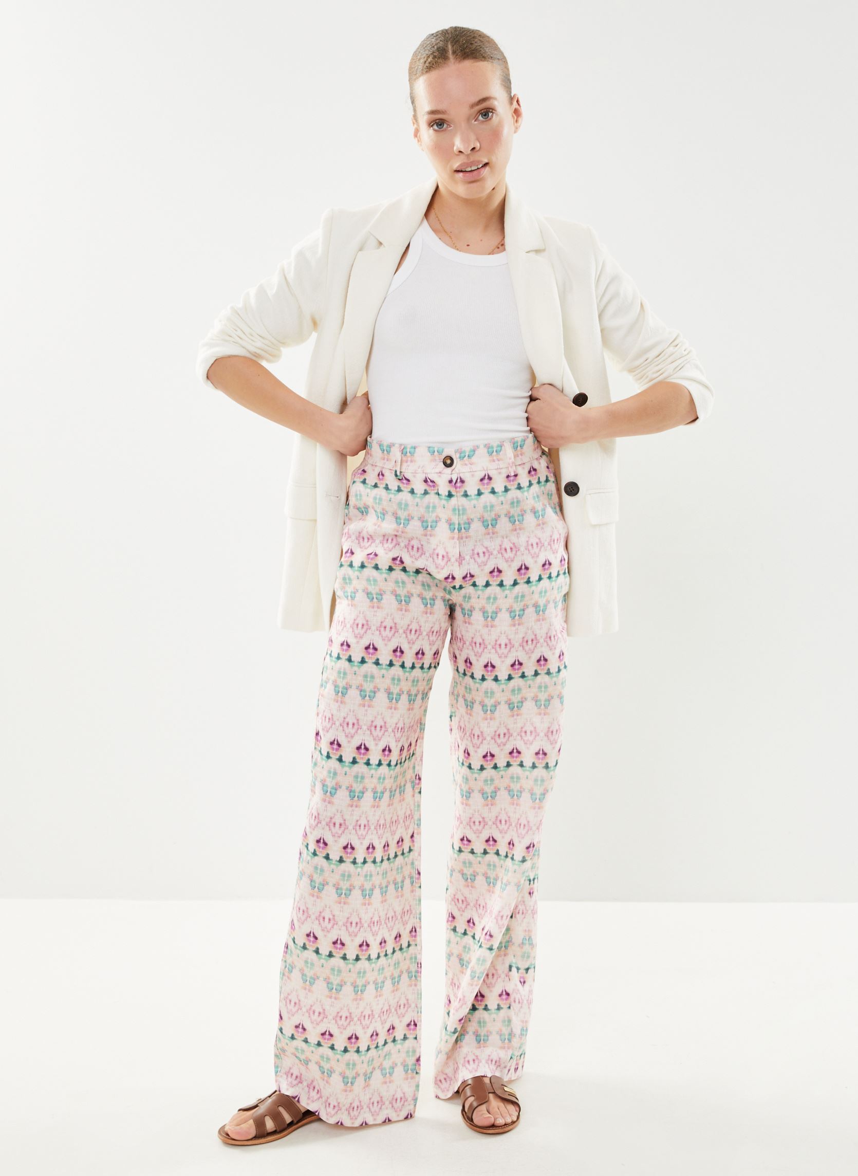 Pantalons larges FH-PA-BLANDIN-P femme multicolore La Fée Maraboutée Pantalons larges FH-PA-BLANDIN-P femme multicolore PALMERA