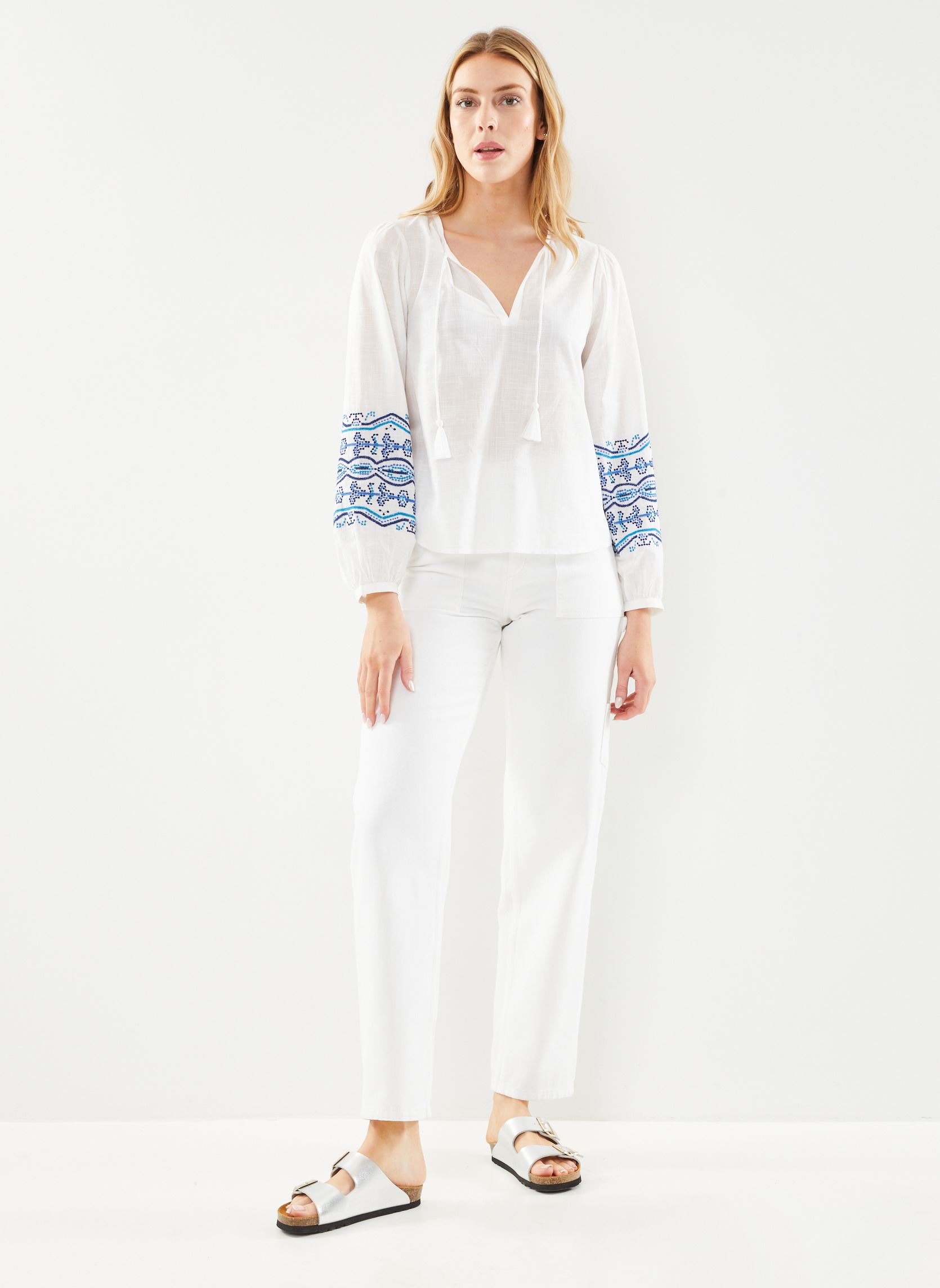 Blouses manches longues FH-TO-VONDIA-C femme blanc La Fée Maraboutée Blouses manches longues FH-TO-VONDIA-C femme blanc BLANC
