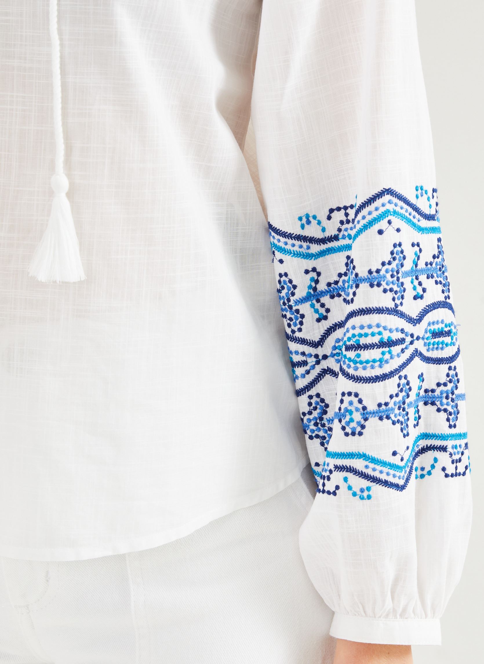 Blouses manches longues FH-TO-VONDIA-C femme blanc La Fée Maraboutée Blouses manches longues FH-TO-VONDIA-C femme blanc BLANC