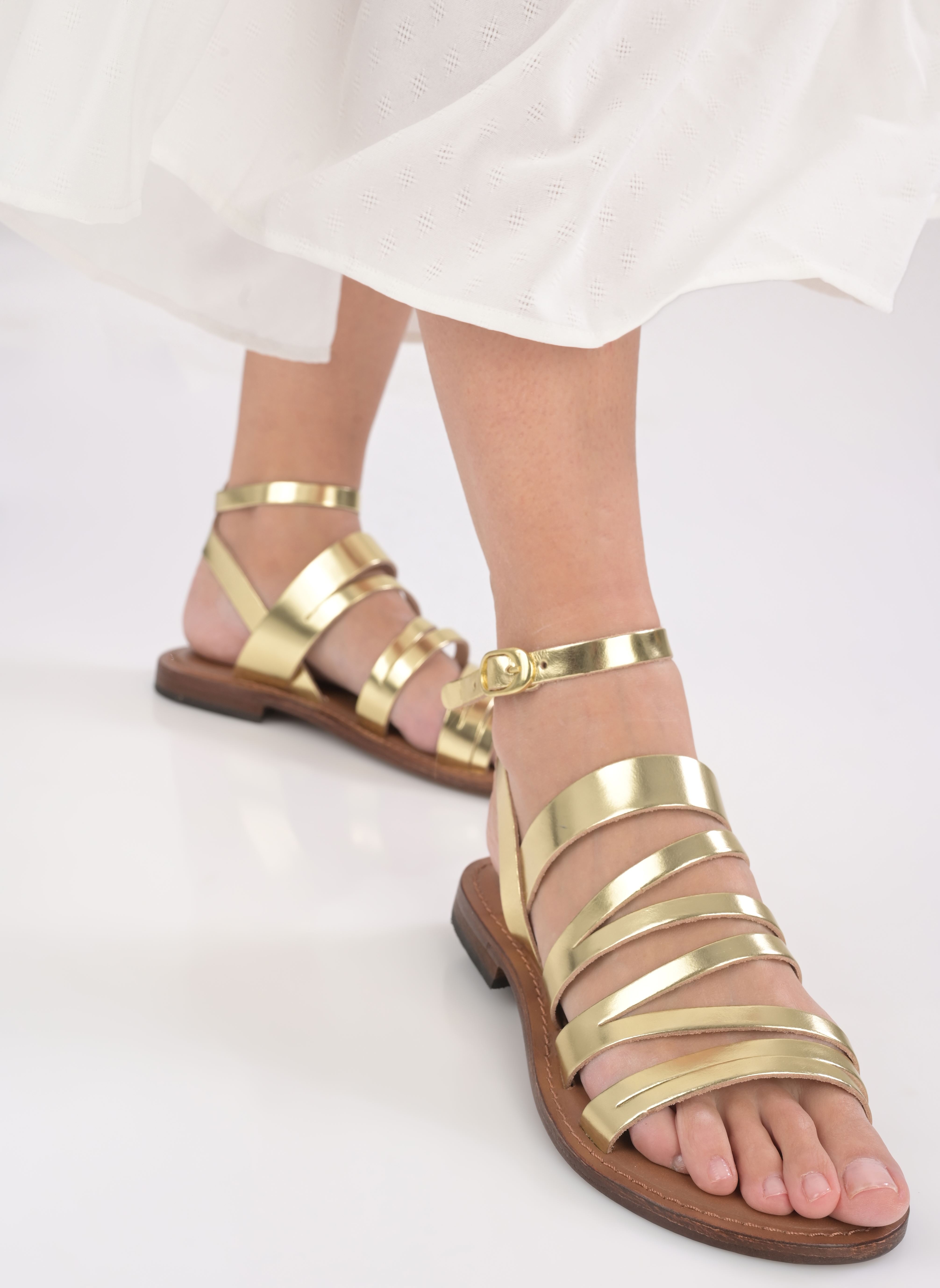 Platte sandalen FH-AS-VINADE dames goud en brons La Fée Maraboutée Platte sandalen FH-AS-VINADE dames goud en brons Dore