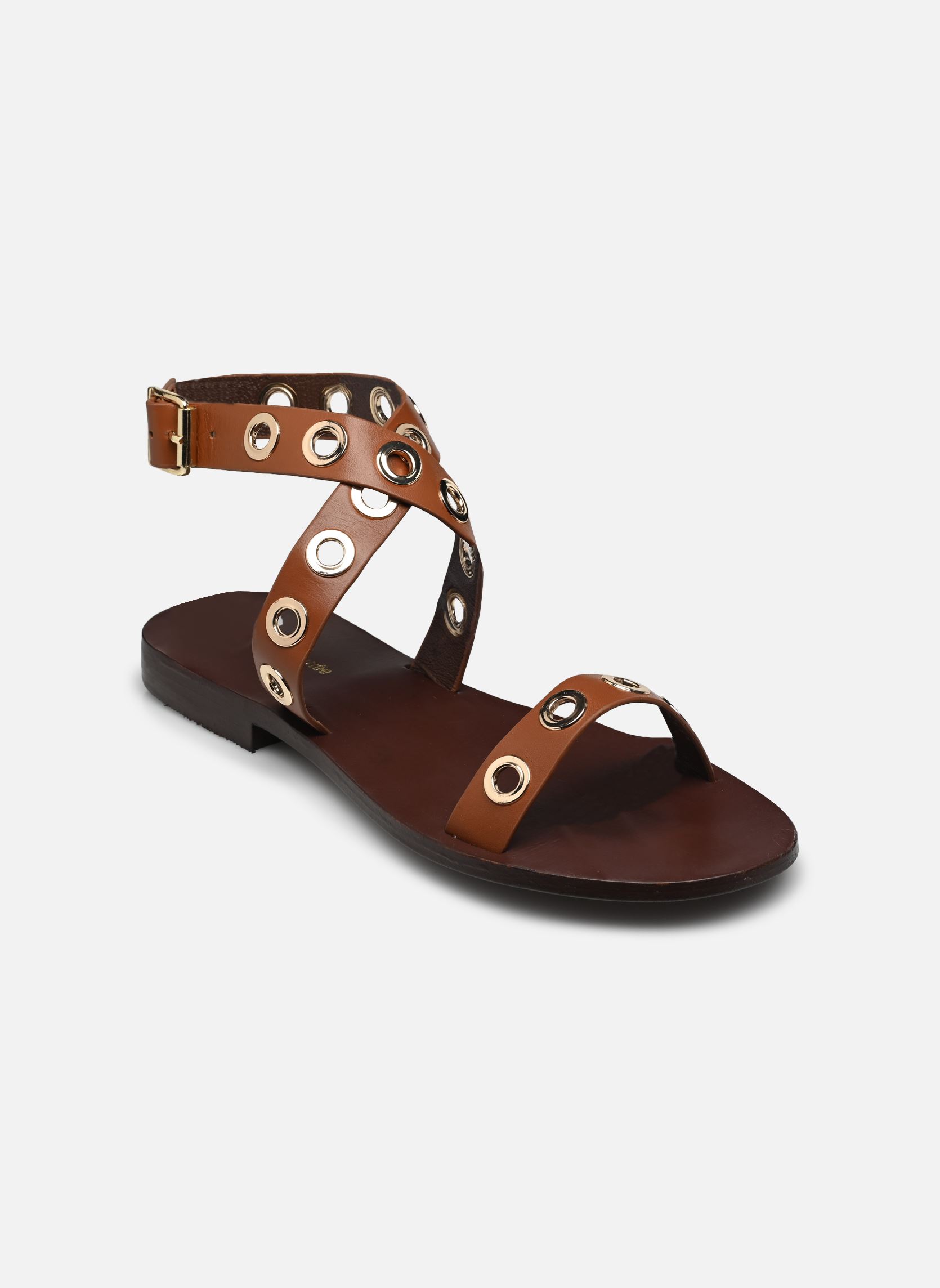 Sandales plates FH-AS-VIRIDE femme marron La Fée Maraboutée Sandales plates FH-AS-VIRIDE femme marron Cognac