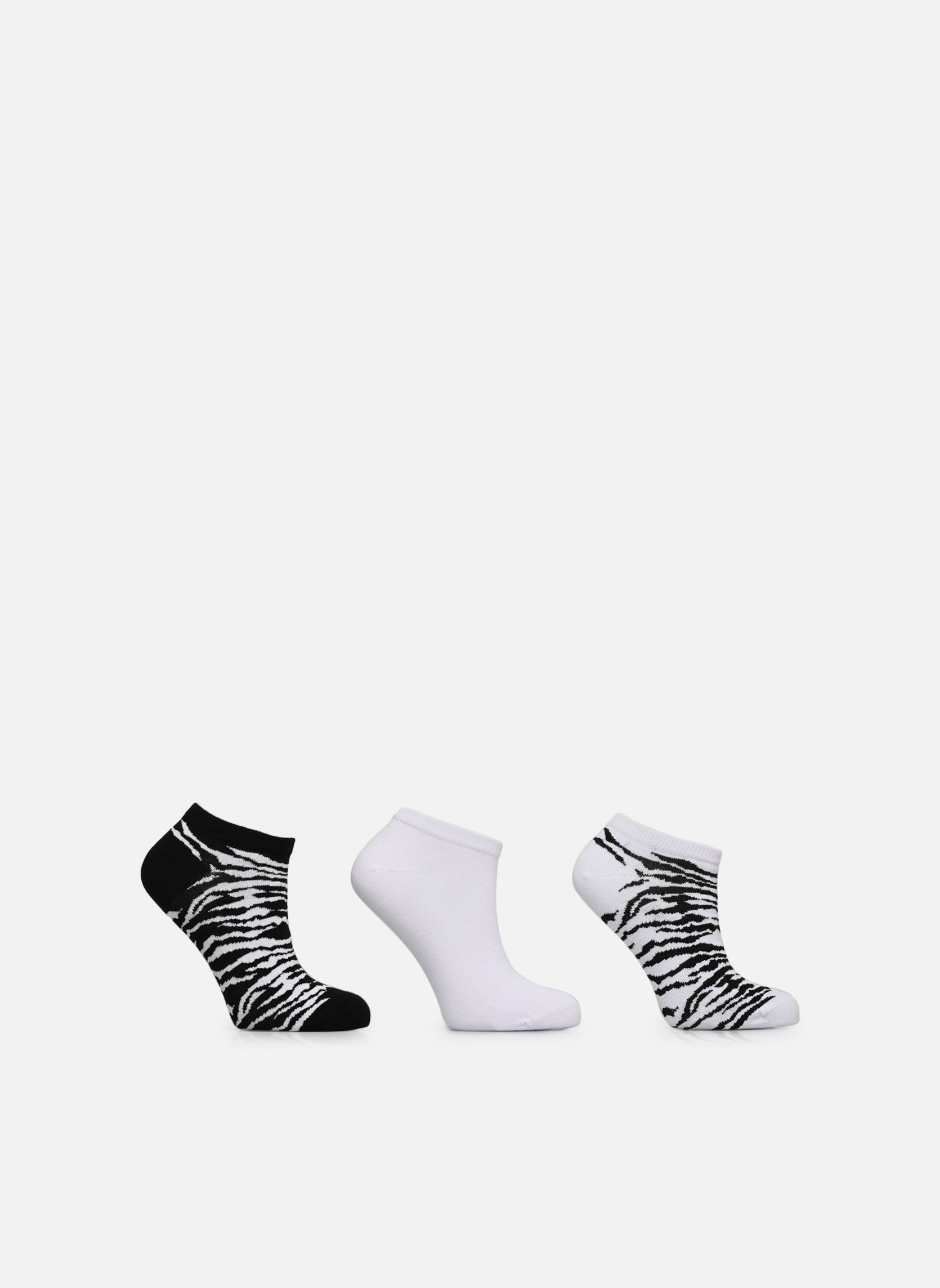 Korte sokken Lot de 3 paires zèbre invisible femme dames zwart Sarenza Wear Korte sokken Lot de 3 paires zèbre invisible femme dames zwart NOIR