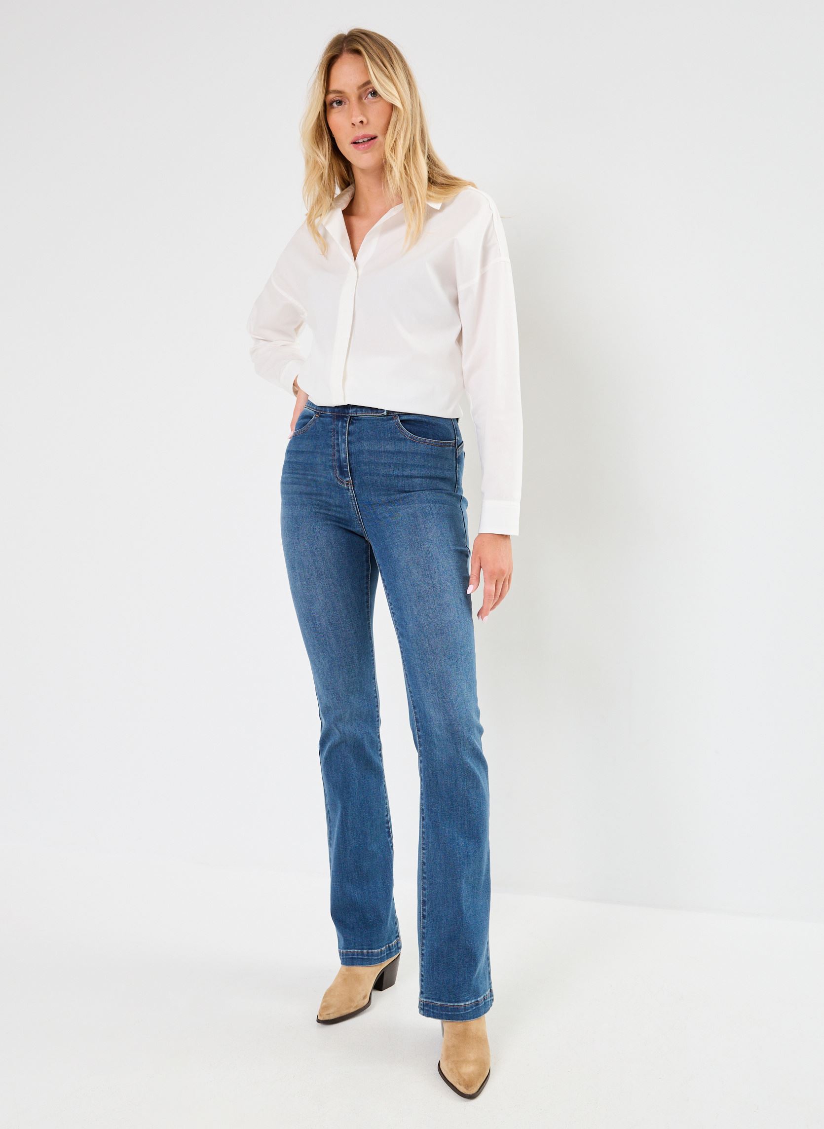 Flared jeans PFLORA dames blauw Georgia Rose Flared jeans PFLORA dames blauw STONE
