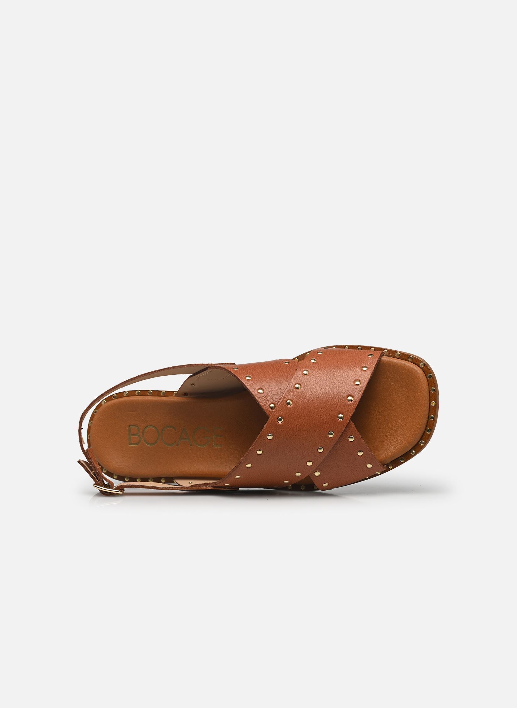 Platte sandalen GEORGIA dames bruin Bocage Platte sandalen GEORGIA dames bruin COGNAC