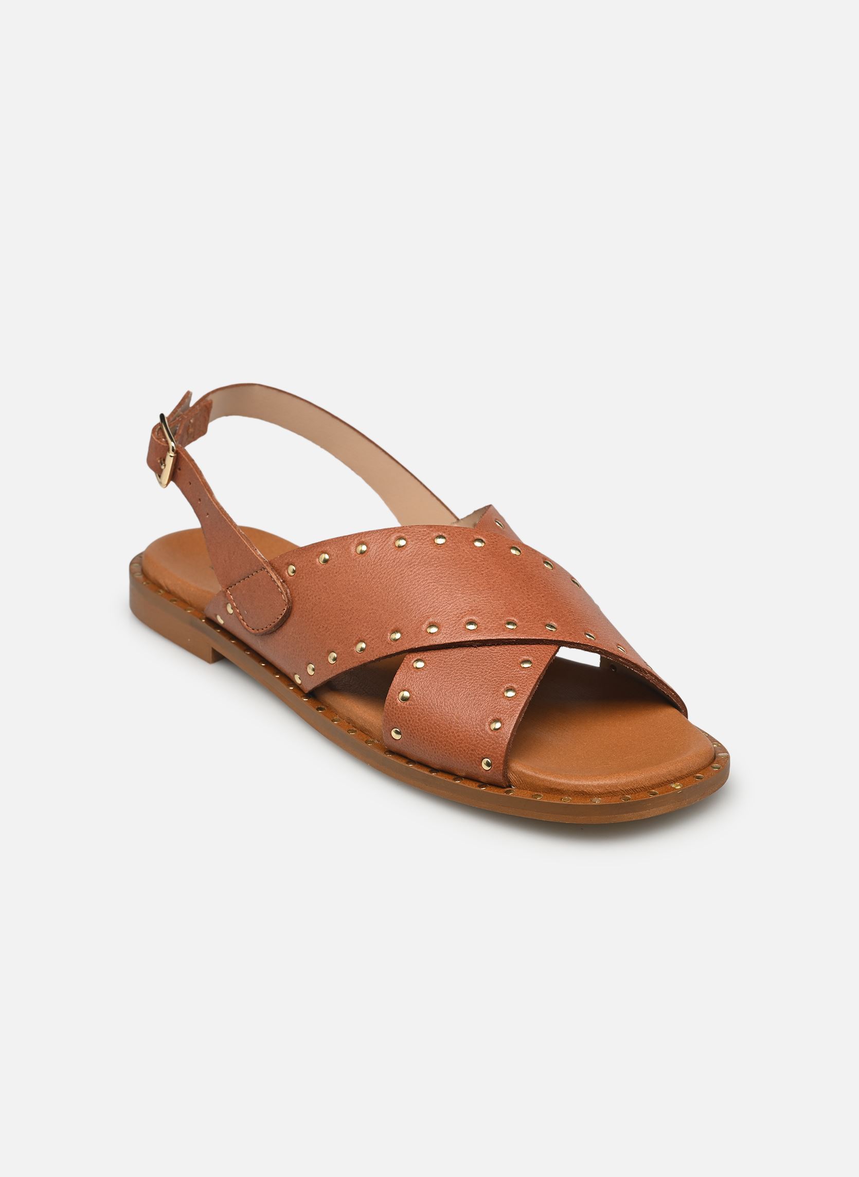 Platte sandalen GEORGIA dames bruin Bocage Platte sandalen GEORGIA dames bruin COGNAC