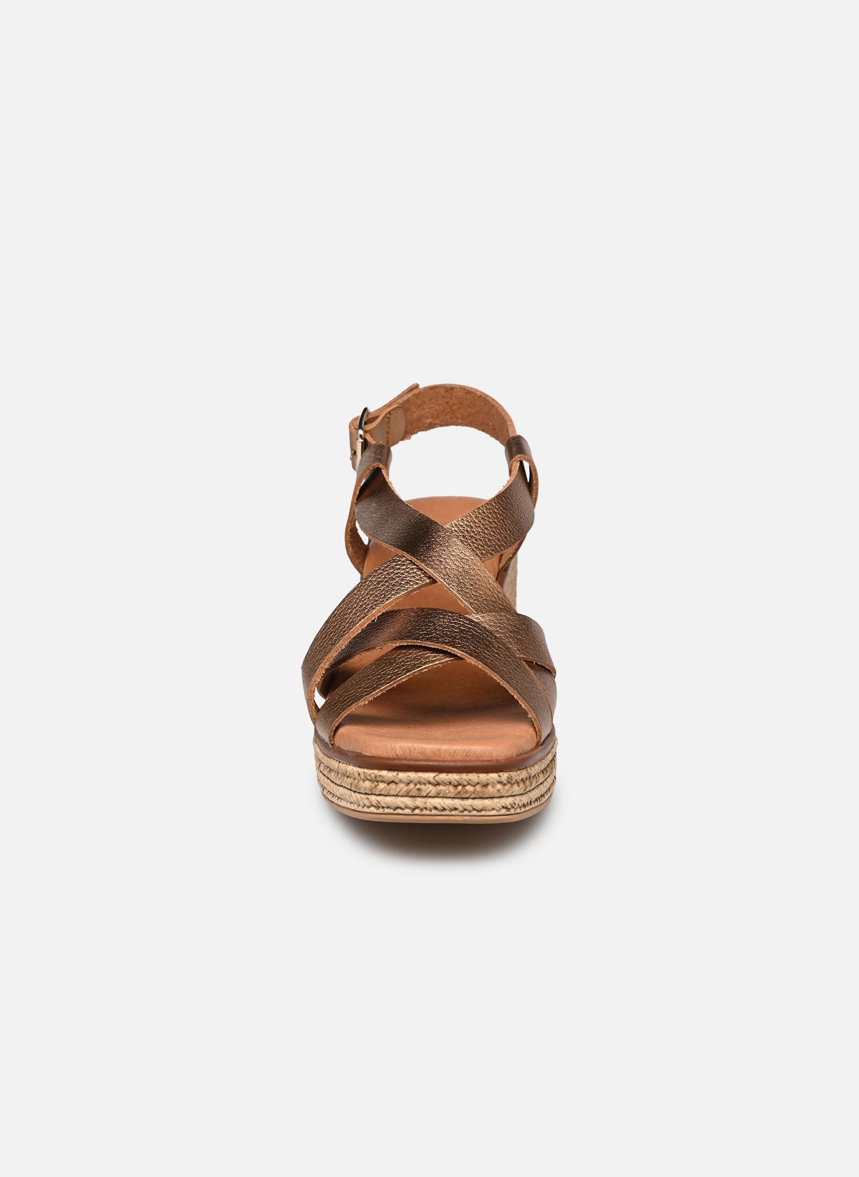 Sandalen met sleehak en plateau Tillie dames goud en brons Eram Sandalen met sleehak en plateau Tillie dames goud en brons Bronze