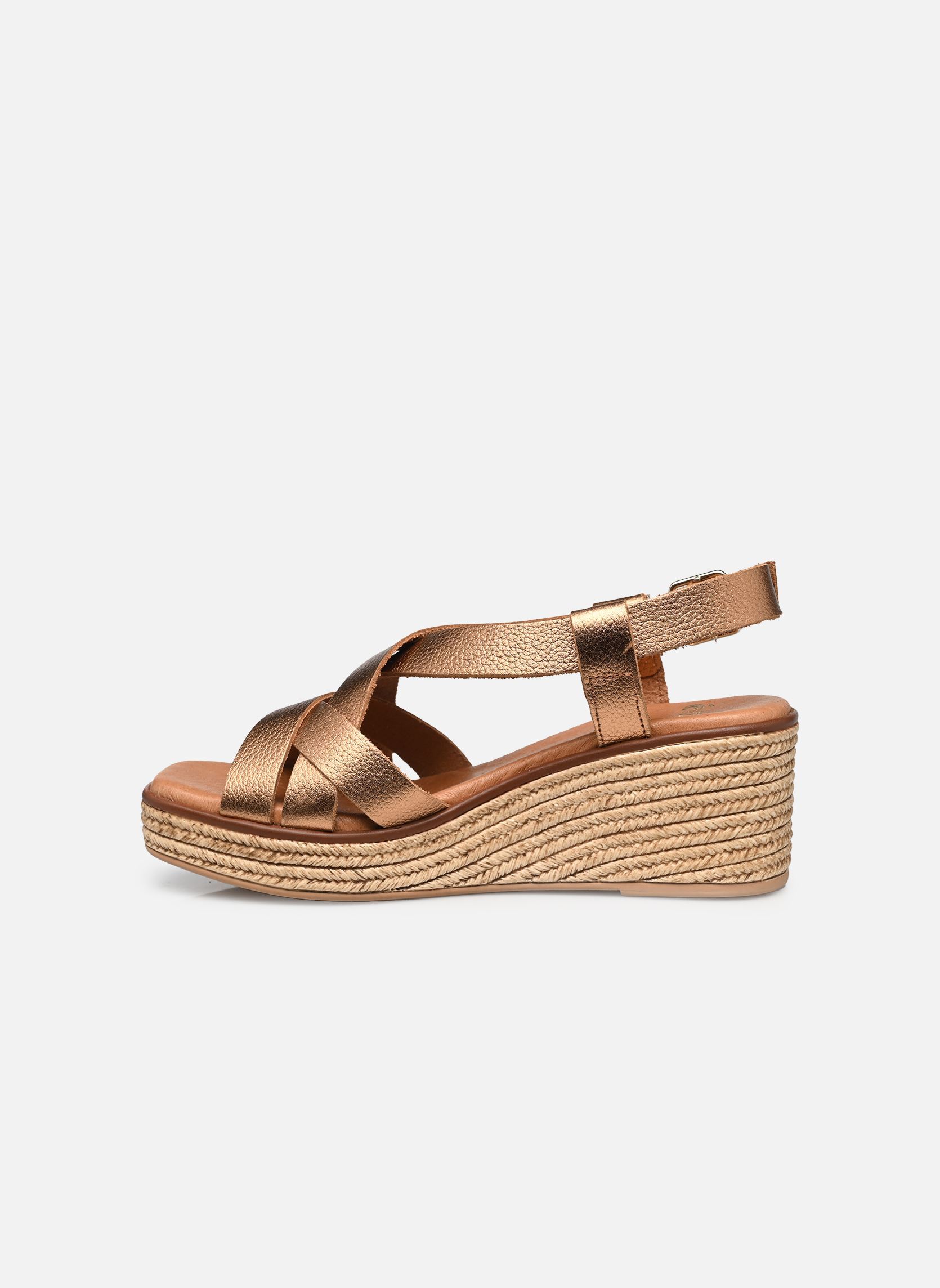 Sandalen met sleehak en plateau Tillie dames goud en brons Eram Sandalen met sleehak en plateau Tillie dames goud en brons Bronze