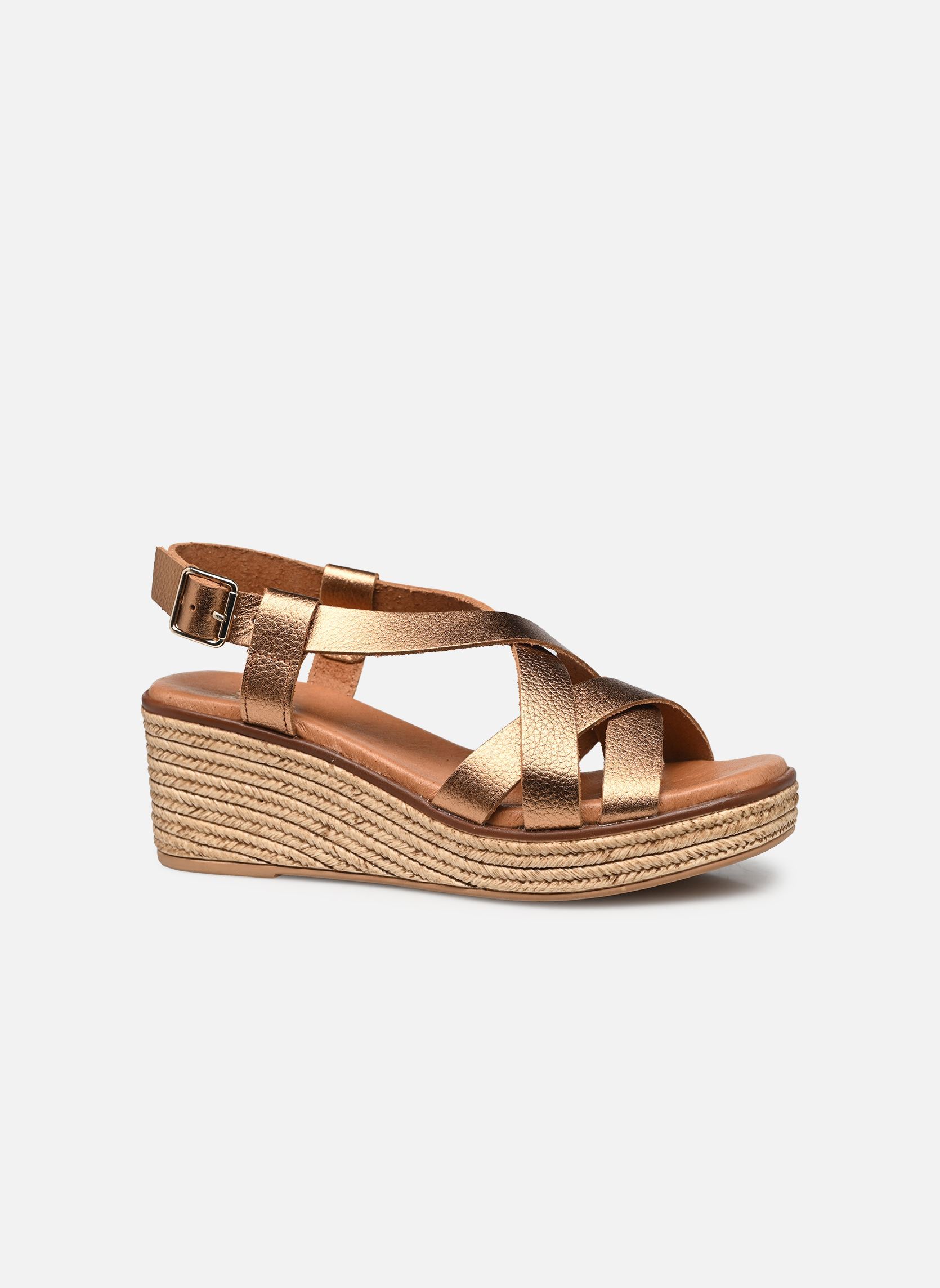 Sandalen met sleehak en plateau Tillie dames goud en brons Eram Sandalen met sleehak en plateau Tillie dames goud en brons Bronze