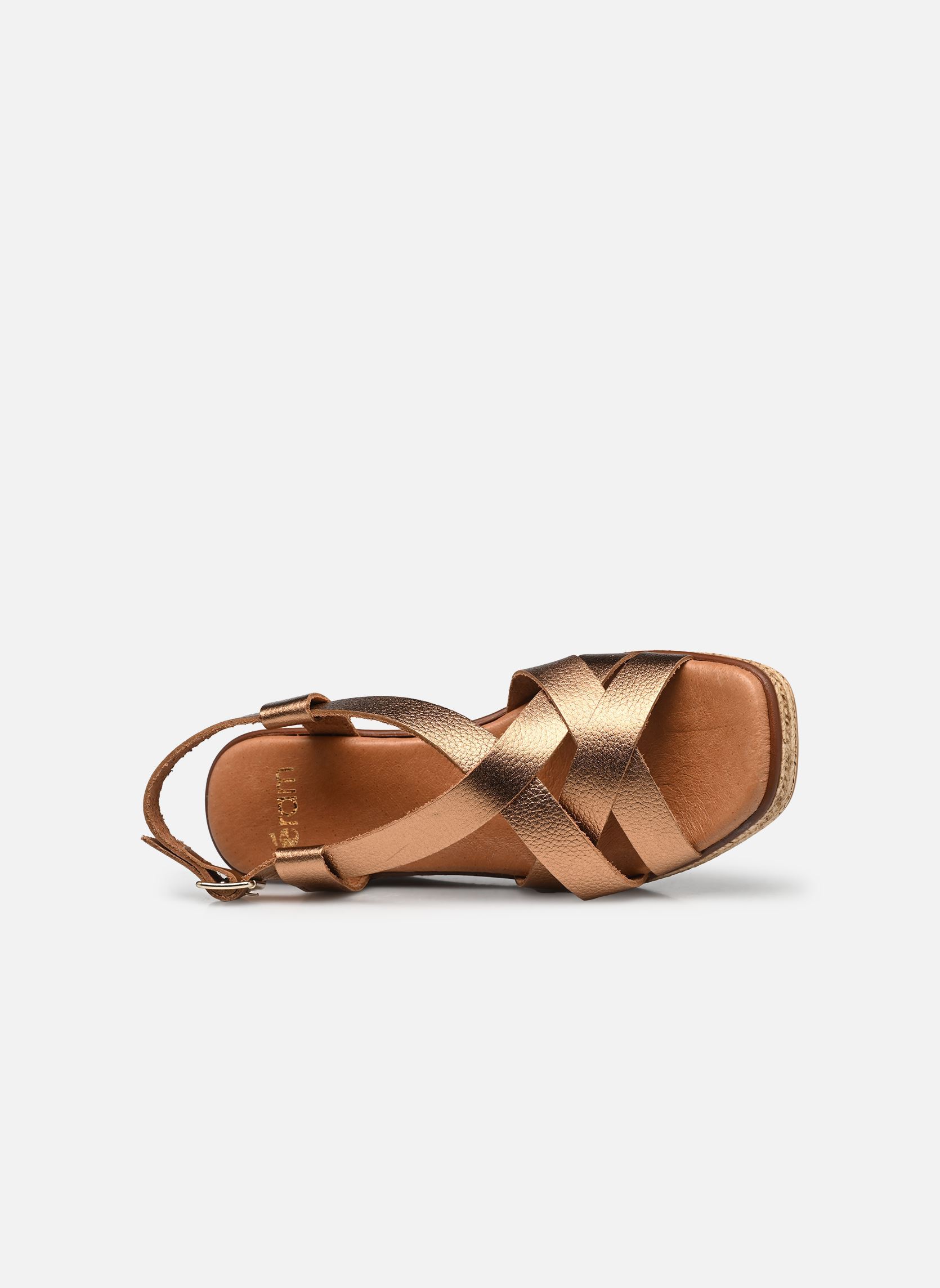 Sandalen met sleehak en plateau Tillie dames goud en brons Eram Sandalen met sleehak en plateau Tillie dames goud en brons Bronze