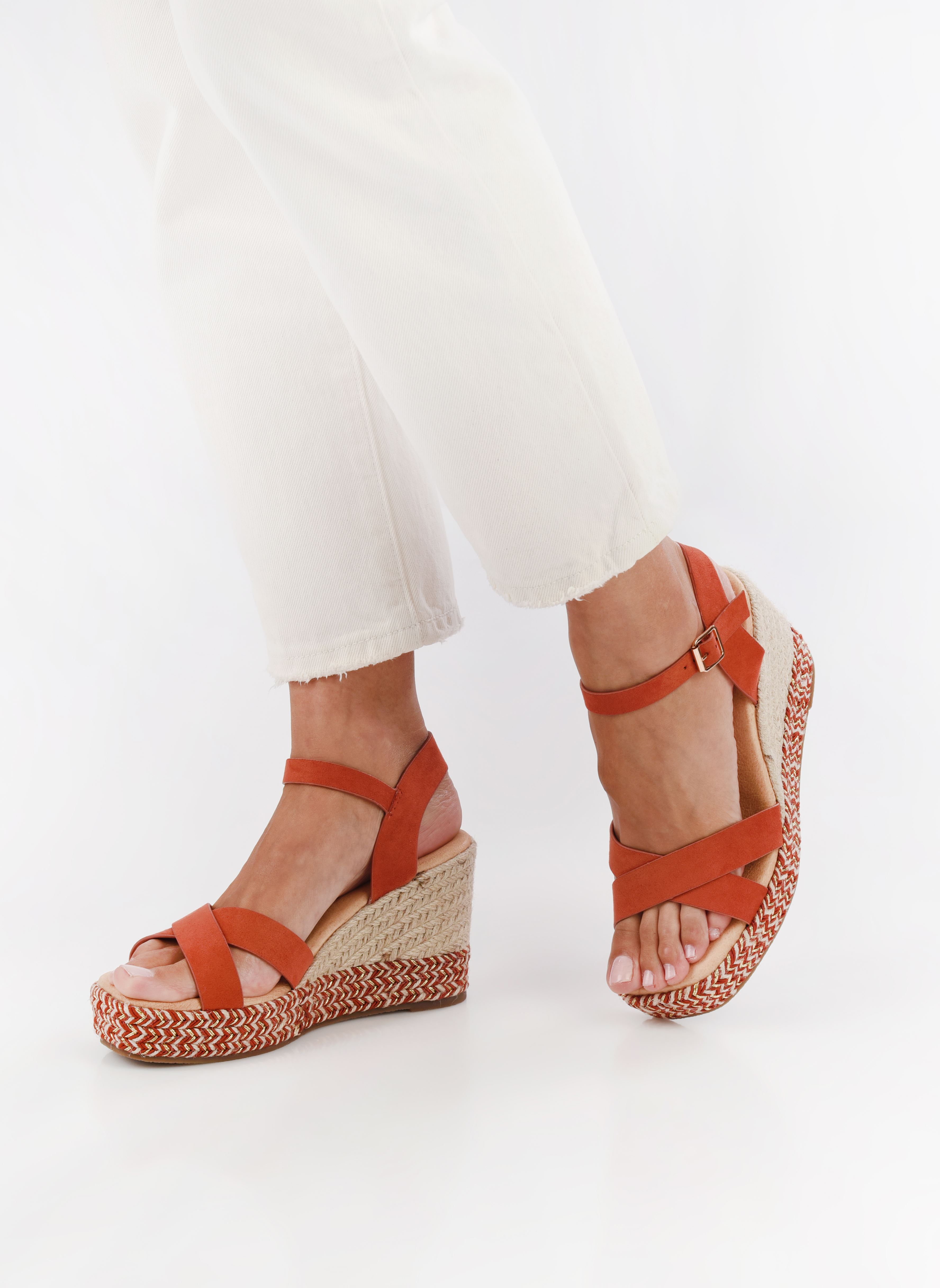 Sandali con zeppa e plateau Thiphaine donna arancione Texto Sandali con zeppa e plateau Thiphaine donna arancione Orange