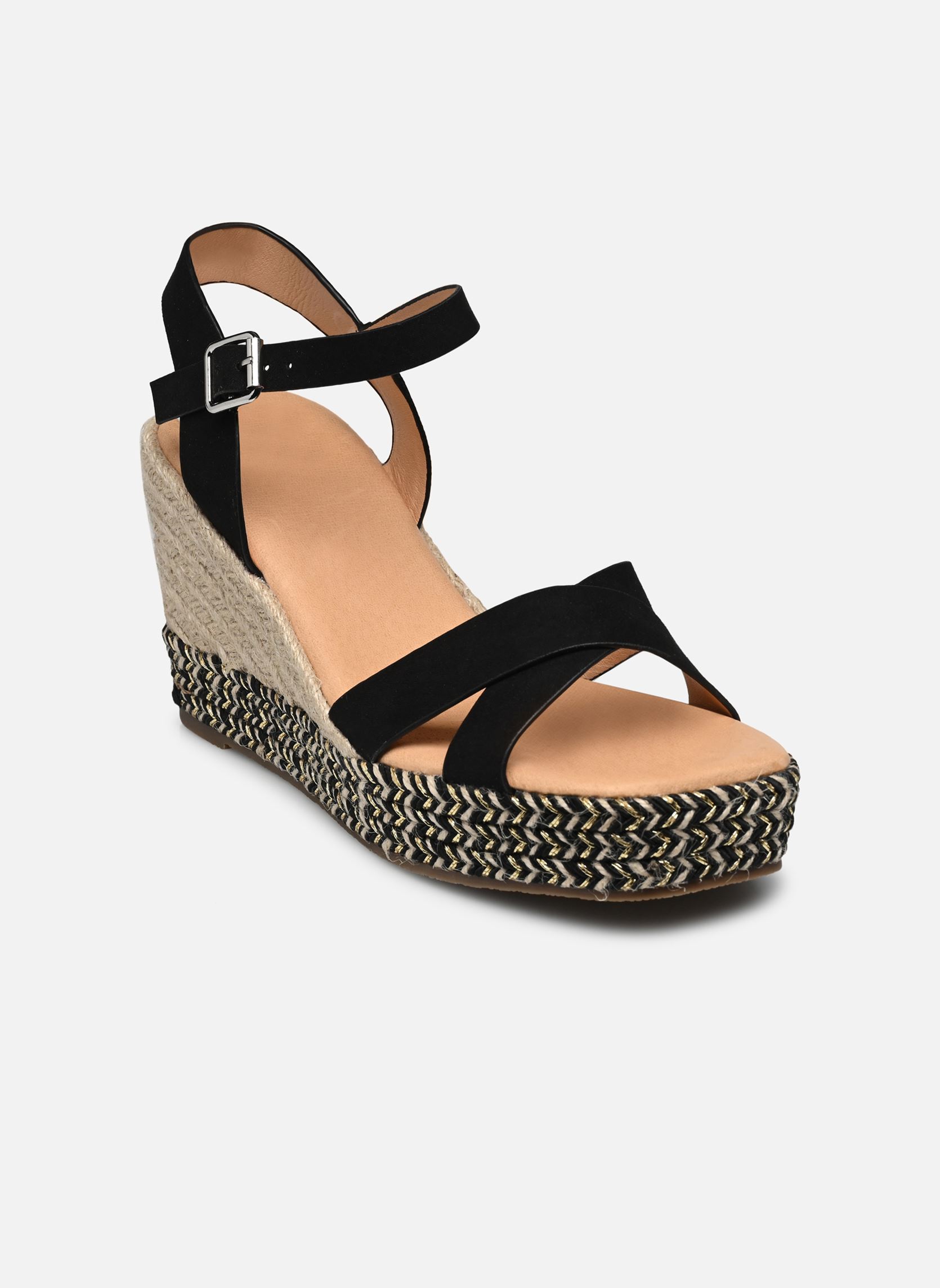 Sandales compensées et plateformes Thiphaine femme noir Texto Sandales compensées et plateformes Thiphaine femme noir Noir