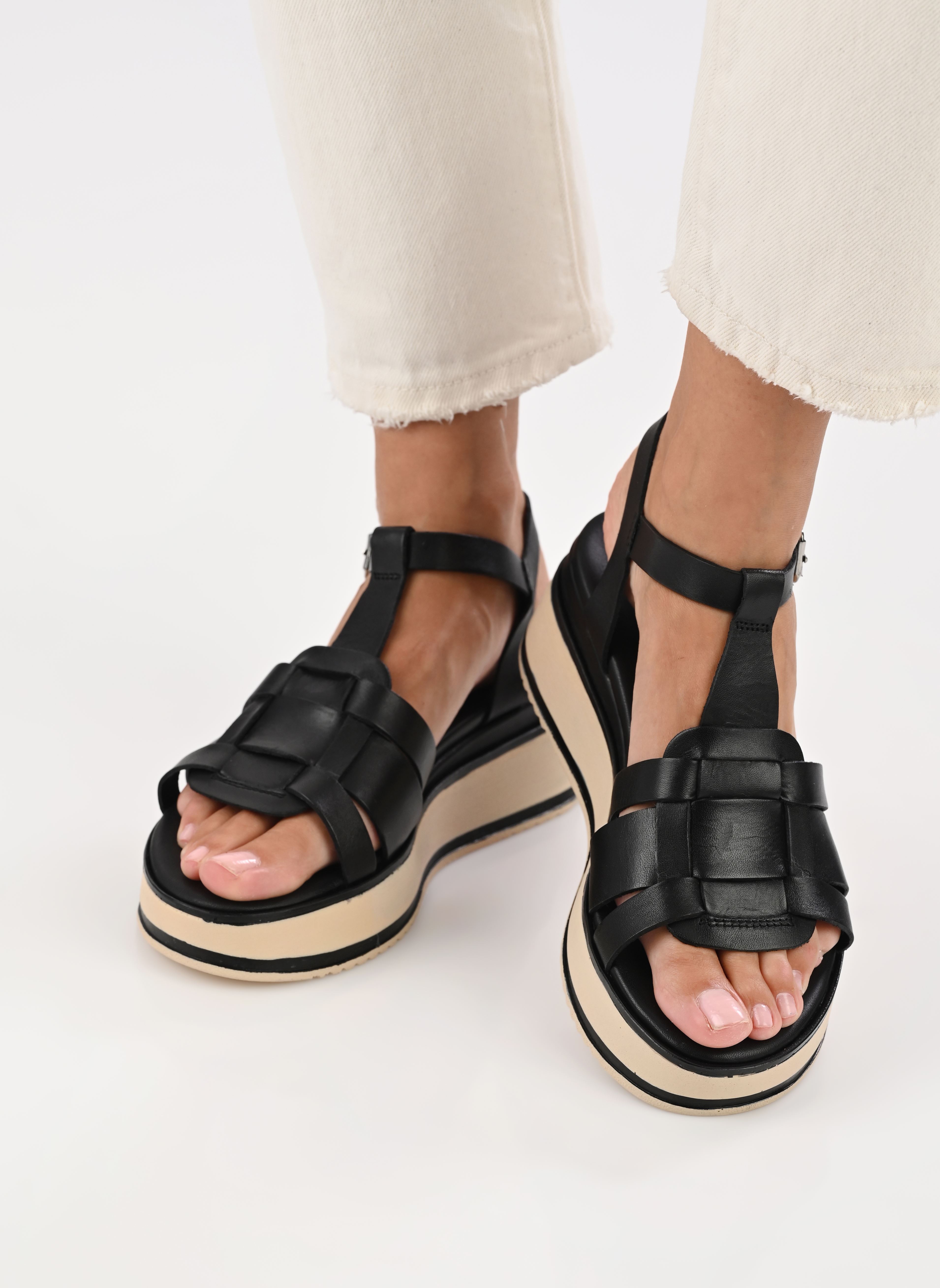 Sandales compensées et plateformes L.56.BETH femme noir Sweet Lemon Sandales compensées et plateformes L.56.BETH femme noir Nero