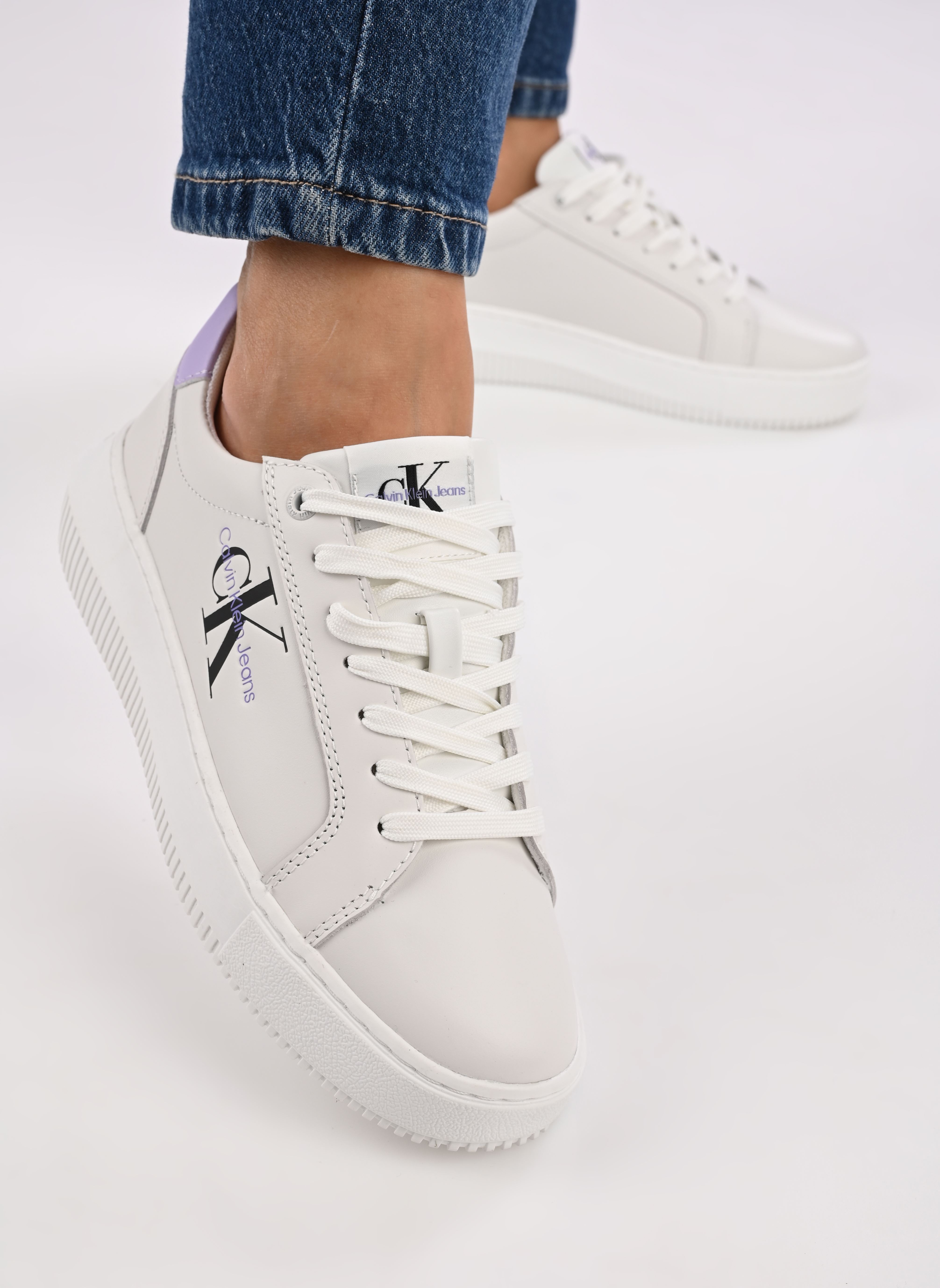 Sneaker Chunky Cupsole Mono LTH damen weiß Calvin Klein Sneaker Chunky Cupsole Mono LTH damen weiß BRIGHT WHITE/PASTEL LILAC