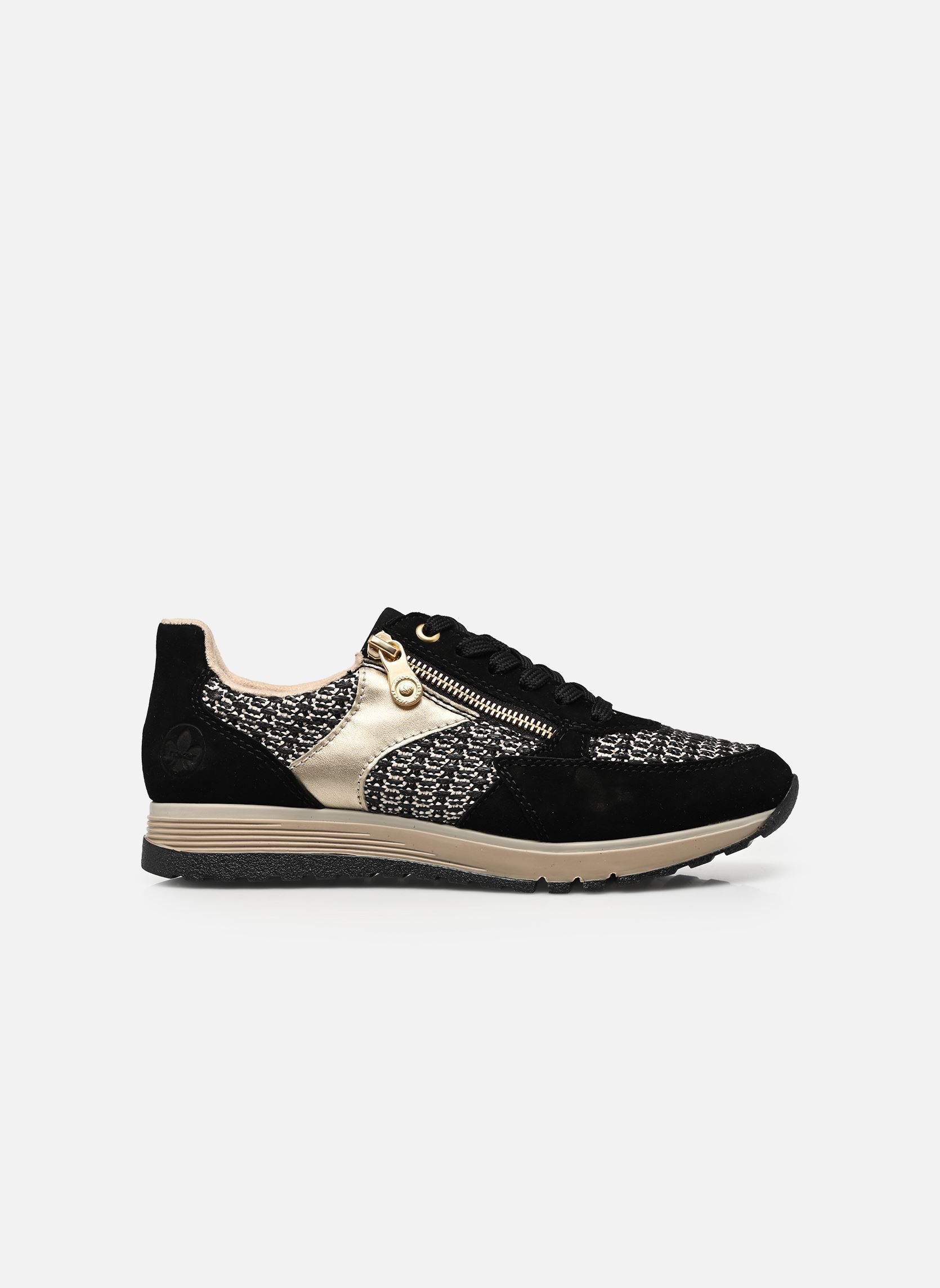 Lage sneakers 49010 dames zwart Rieker Lage sneakers 49010 dames zwart SCHWARZ/SCHWARZ-SAND/PALEGOLD/