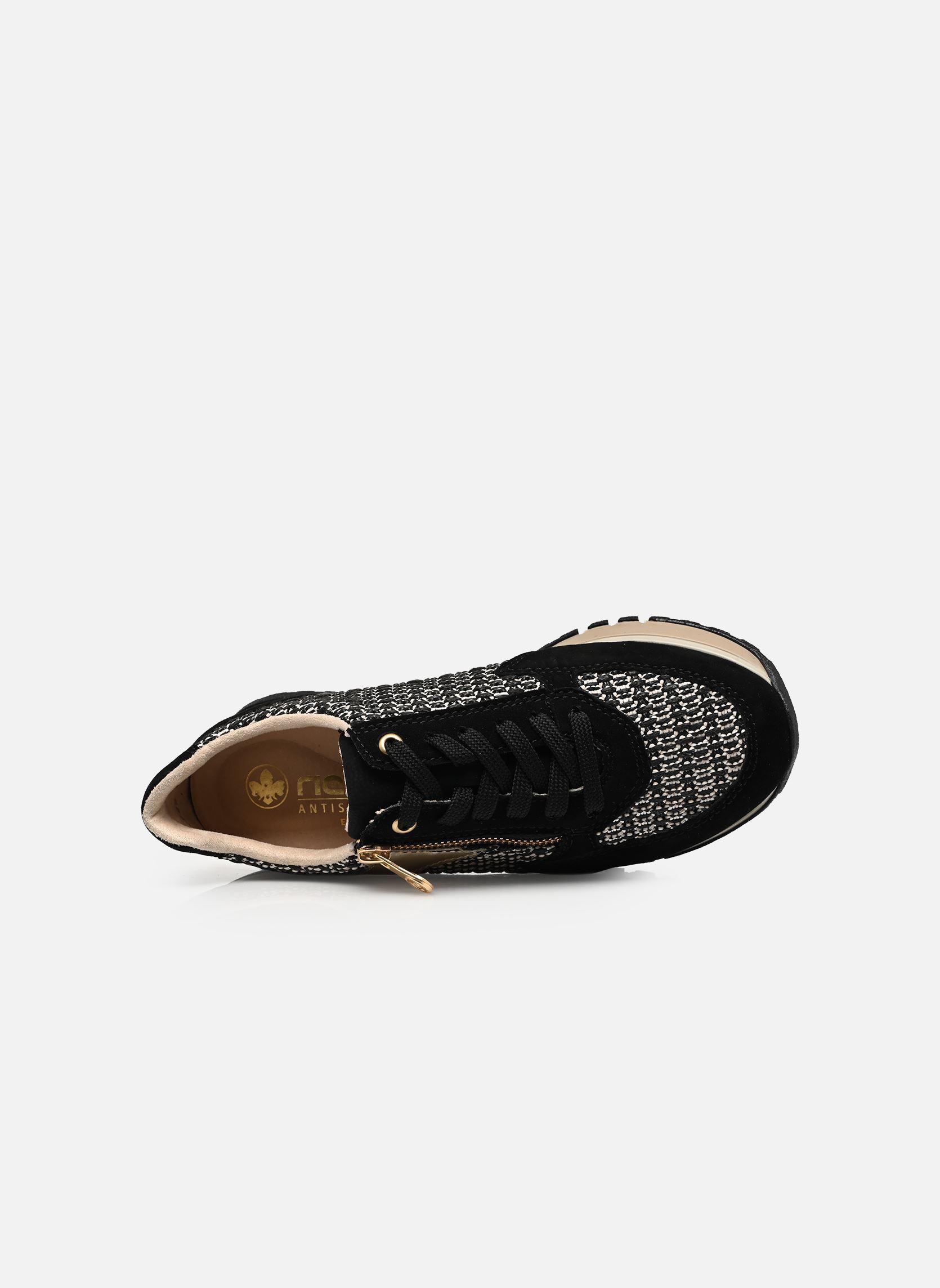 Lage sneakers 49010 dames zwart Rieker Lage sneakers 49010 dames zwart SCHWARZ/SCHWARZ-SAND/PALEGOLD/
