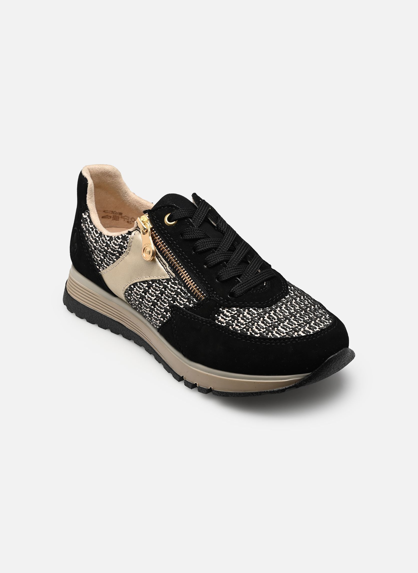 Lage sneakers 49010 dames zwart Rieker Lage sneakers 49010 dames zwart SCHWARZ/SCHWARZ-SAND/PALEGOLD/
