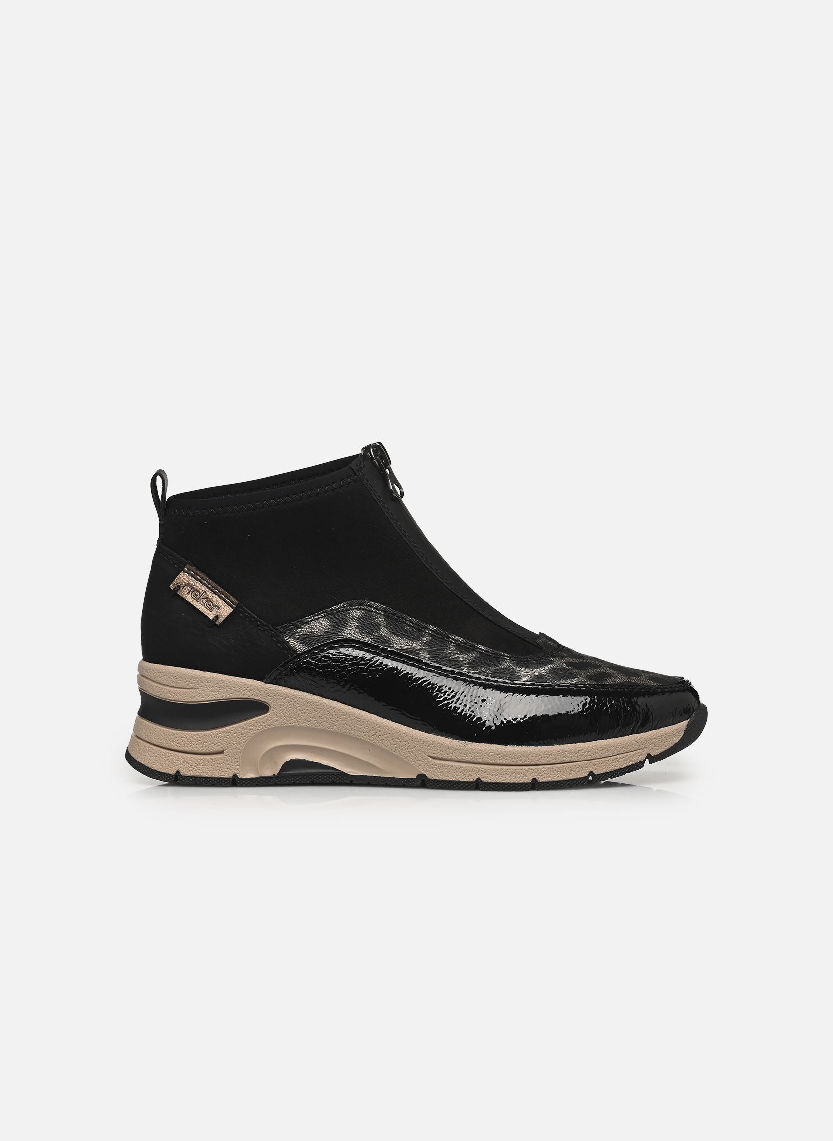 Baskets compensées N9362 femme noir Rieker Baskets compensées N9362 femme noir BLACK/GOLD-SCHWARZ/SCHWARZ/SCH
