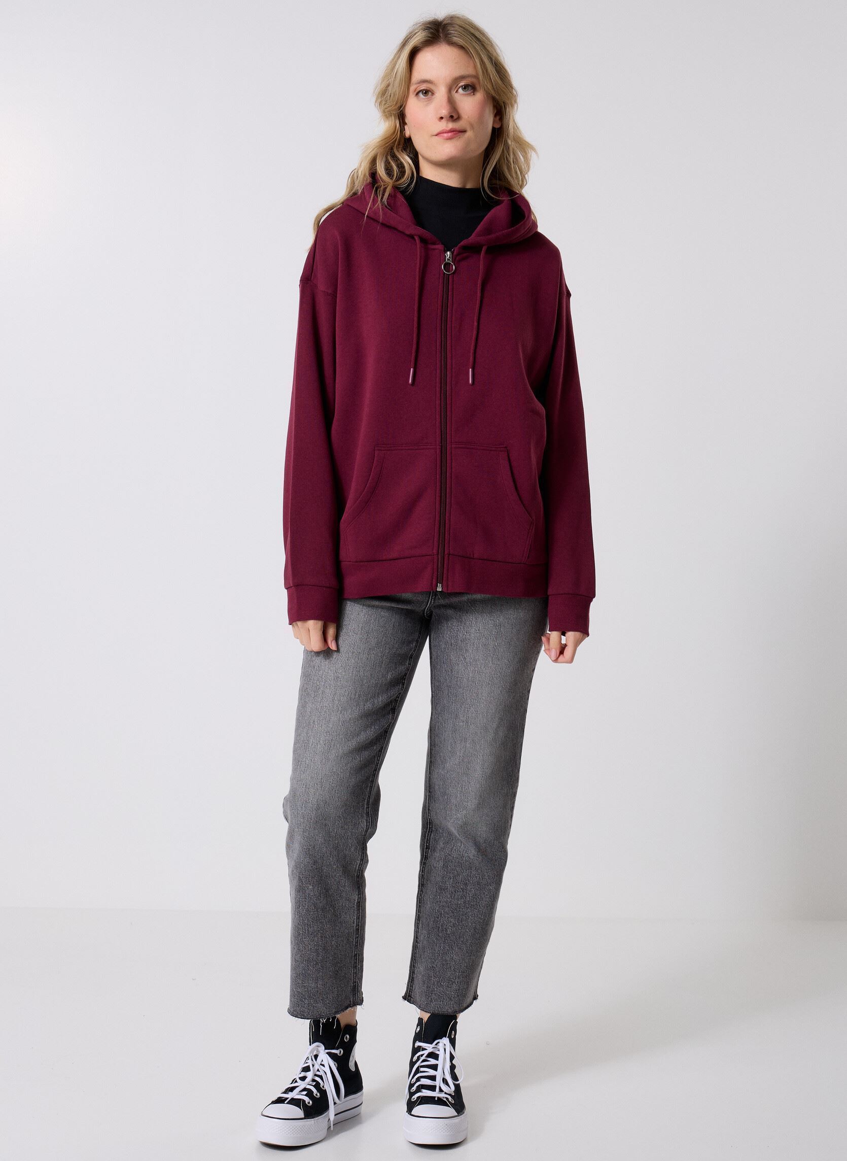 Sweaters met rits MZIPP sweatshirt dames bordeaux MADE BY Sweaters met rits MZIPP sweatshirt dames bordeaux MAROON BANNER