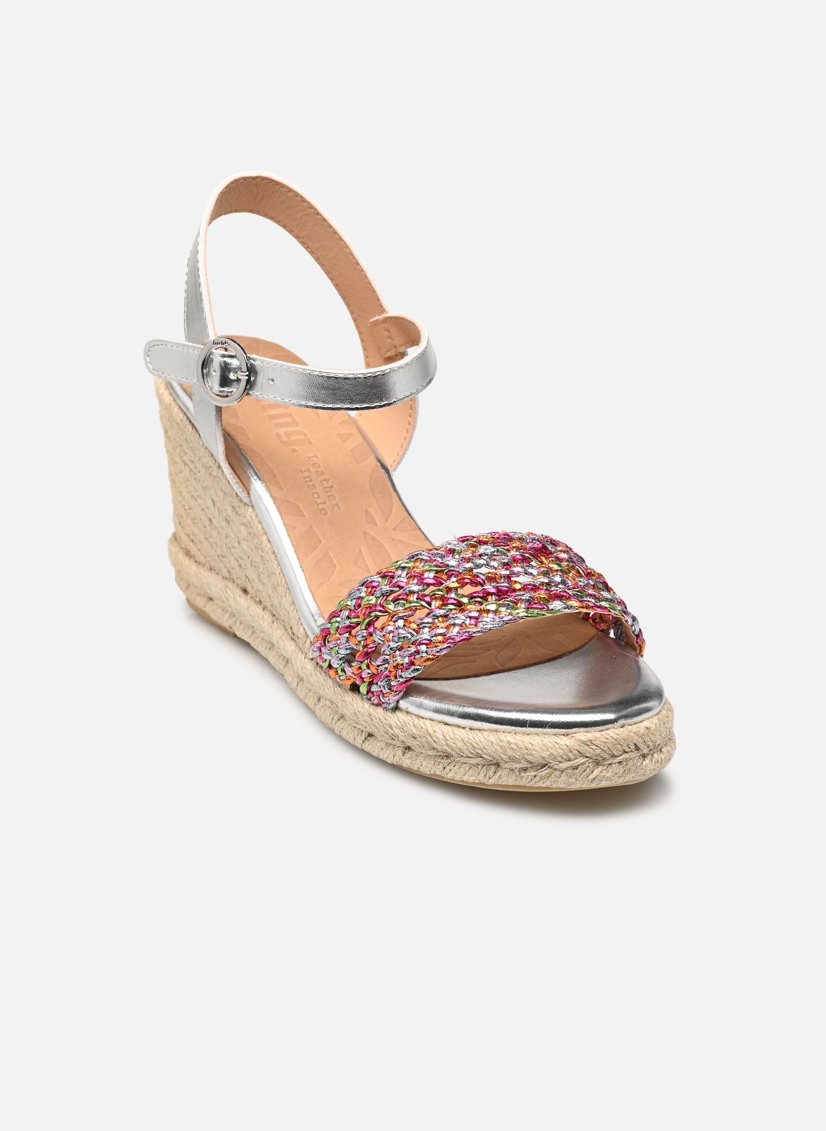 Sandalen met sleehak en plateau LOUISA-S 59718 dames zilver MTNG Sandalen met sleehak en plateau LOUISA-S 59718 dames zilver FANTASY STRAP MULTICOLOR / MET
