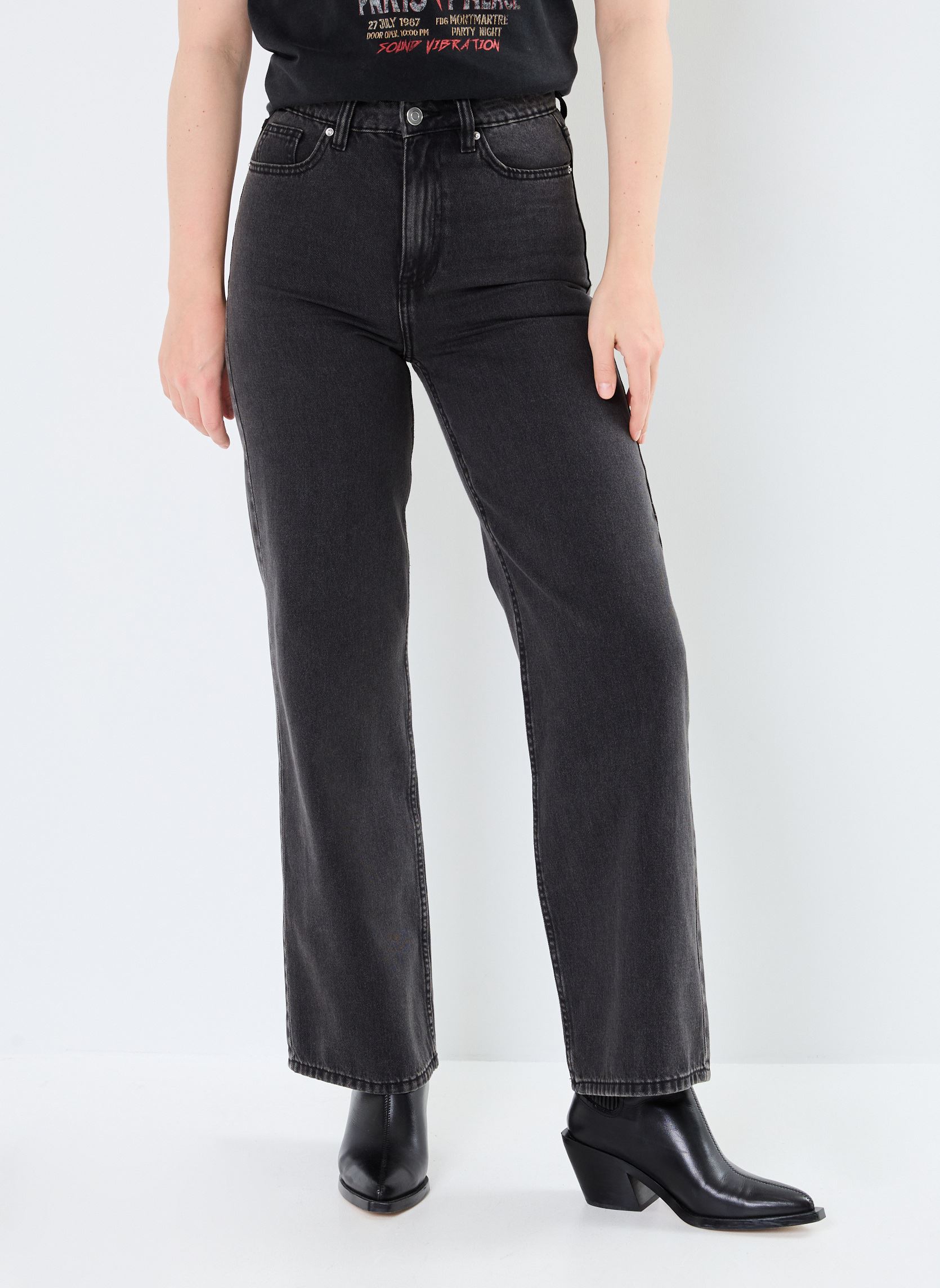 Wijde jeans / Flared Jeans PWIDE dames zwart MADE BY Wijde jeans / Flared Jeans PWIDE dames zwart DENIM BLACK