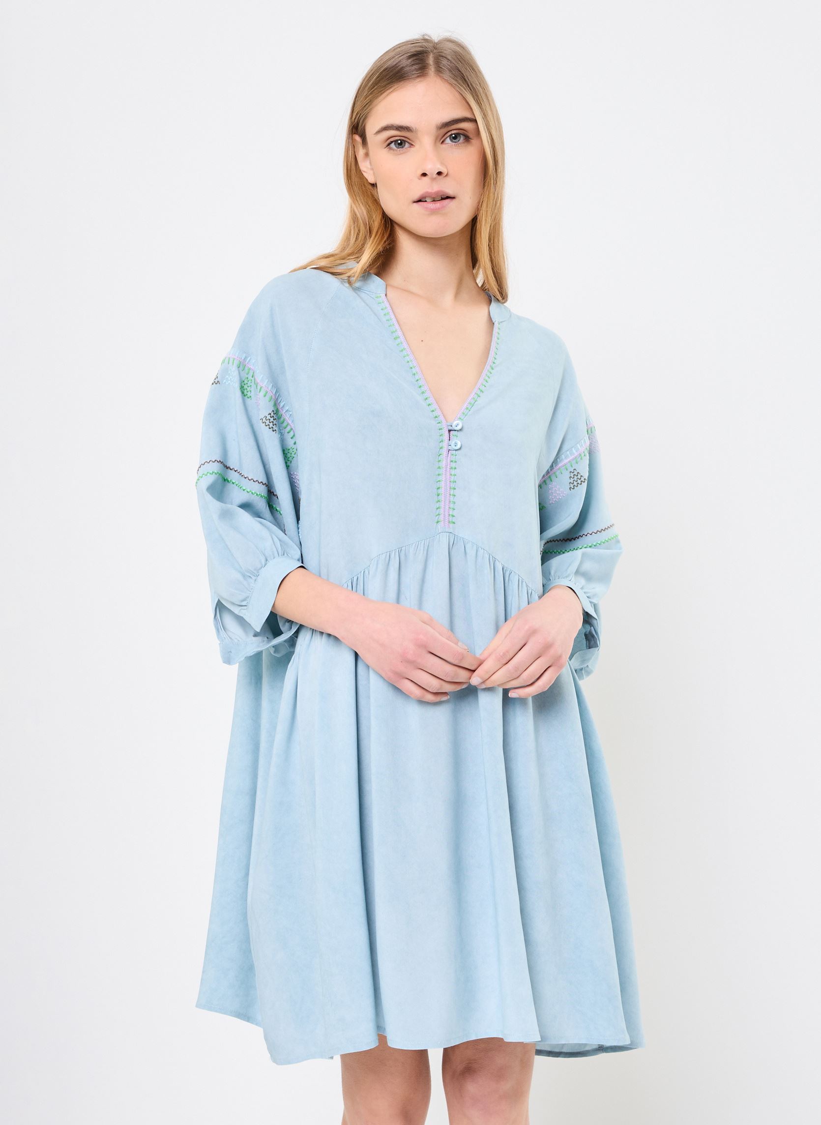 Jurken Greta dames blauw Orféo Jurken Greta dames blauw BLEU