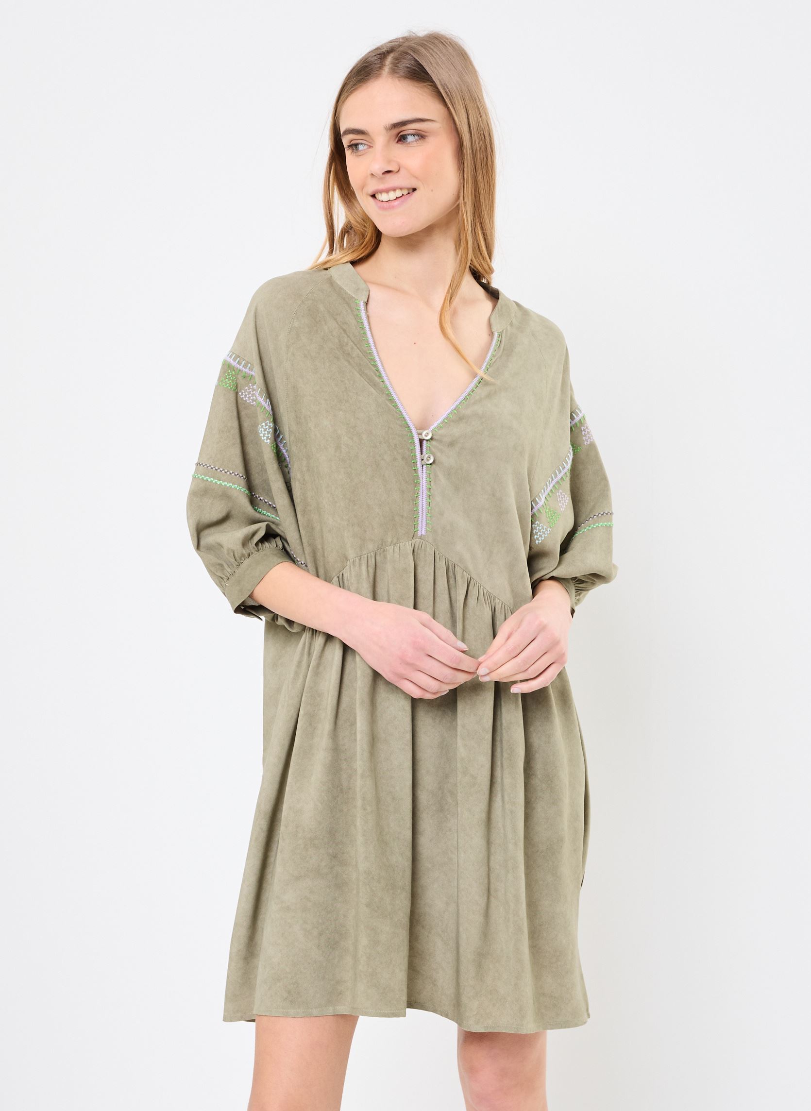 Kleider Greta damen grün Orféo Kleider Greta damen grün Kaki
