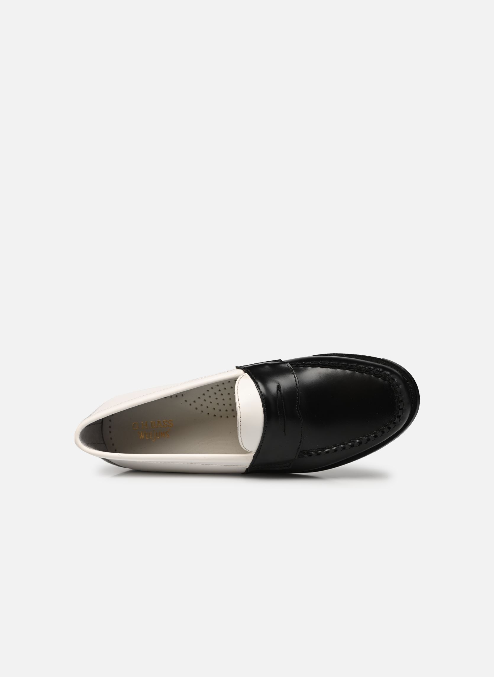 Mocassins Weejun WMN Penny Two Tone femme blanc G.H. Bass Mocassins Weejun WMN Penny Two Tone femme blanc WHITE LTHR W/BLACK