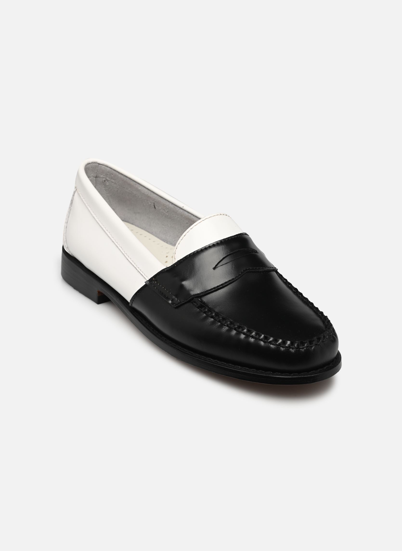 Mocassins Weejun WMN Penny Two Tone femme blanc G.H. Bass Mocassins Weejun WMN Penny Two Tone femme blanc WHITE LTHR W/BLACK
