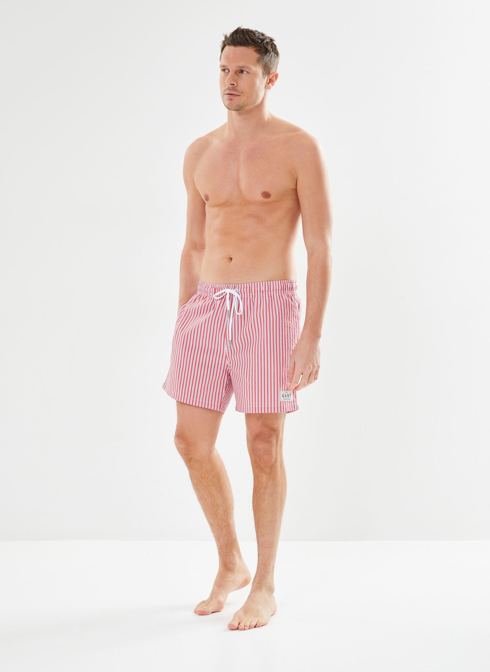 Zwemshorts Seersucker Swim Shorts heren rood GANT Zwemshorts Seersucker Swim Shorts heren rood ROUGE VIF