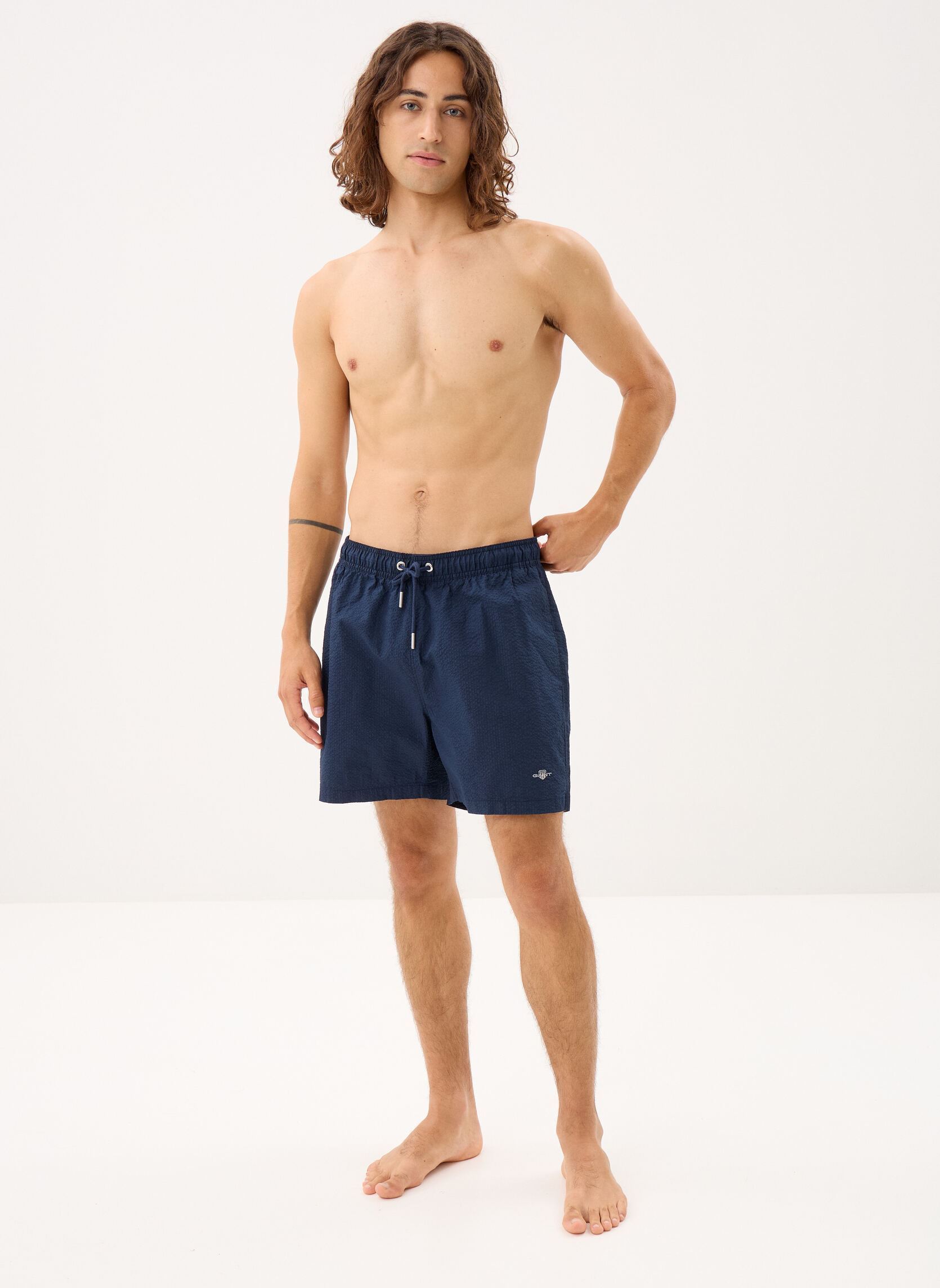 Shorts de bain Seersucker Swim Shorts homme bleu GANT Shorts de bain Seersucker Swim Shorts homme bleu MARINE