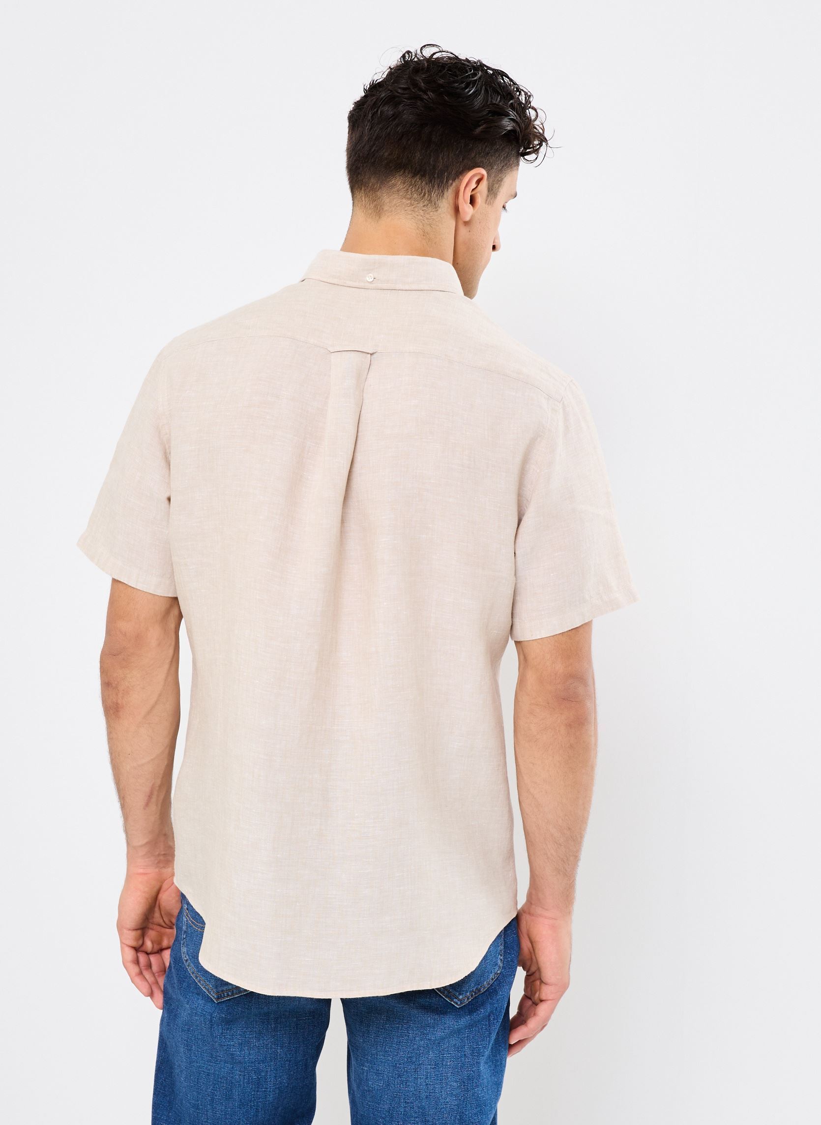 Chemises Reg Linen Ss Shirt homme beige GANT Chemises Reg Linen Ss Shirt homme beige GRIS CLAIR NEW