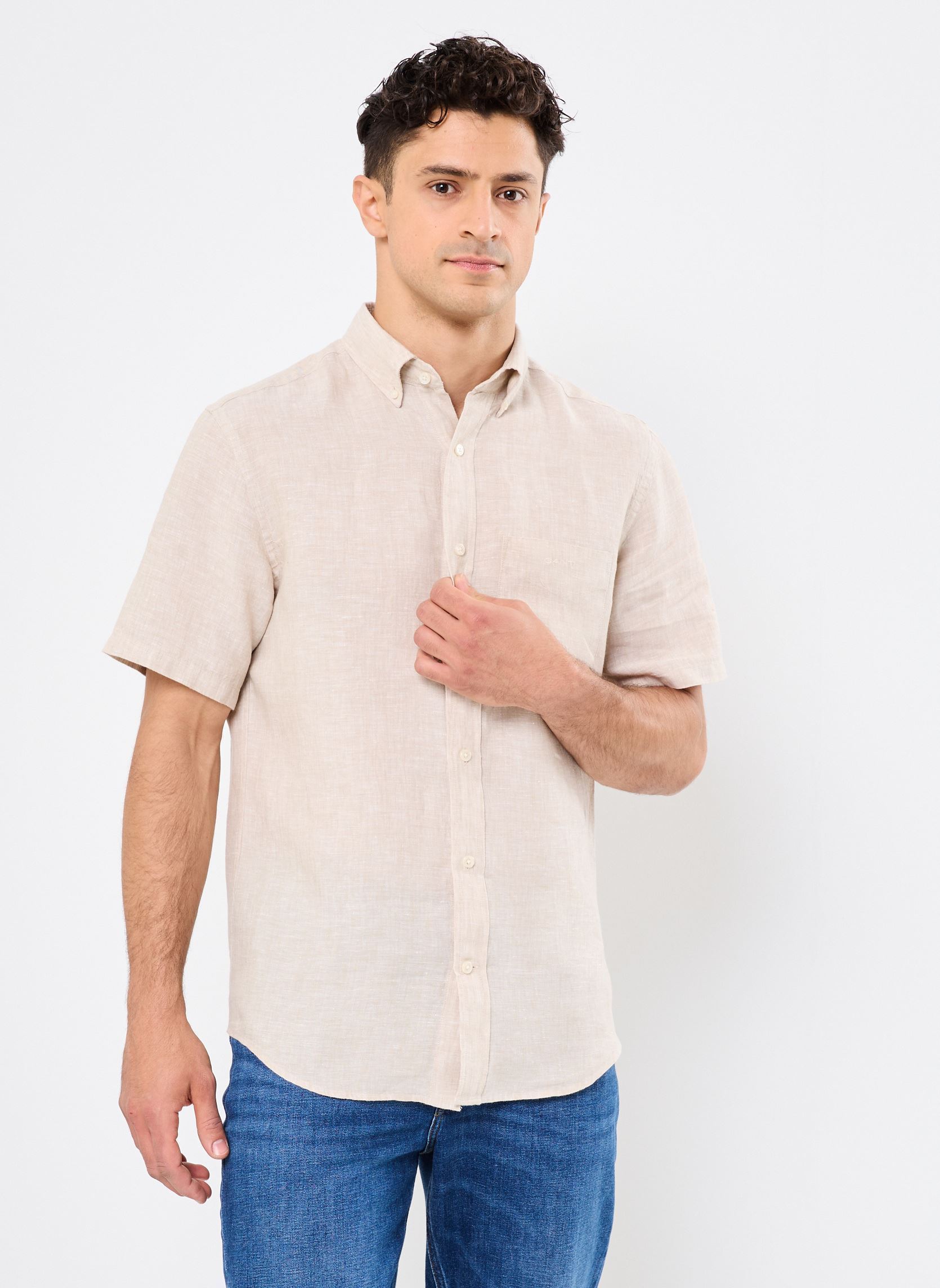 Vêtements GANT Reg Linen Ss Shirt pour Accessoires