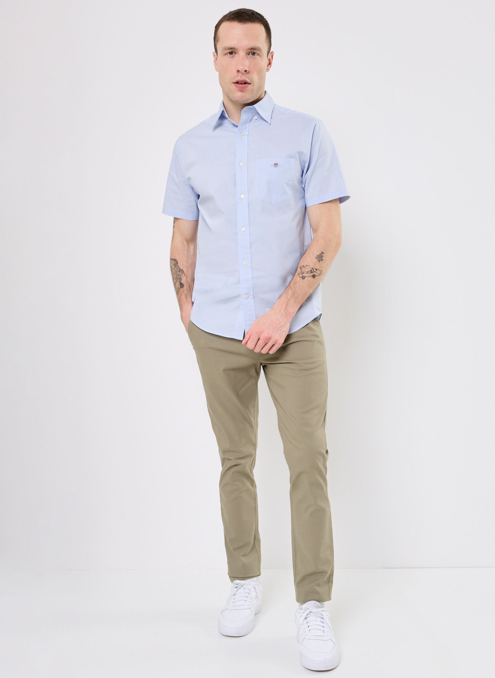 Chemises Reg Poplin Ss Shirt homme bleu GANT Chemises Reg Poplin Ss Shirt homme bleu BLEU CLAIR