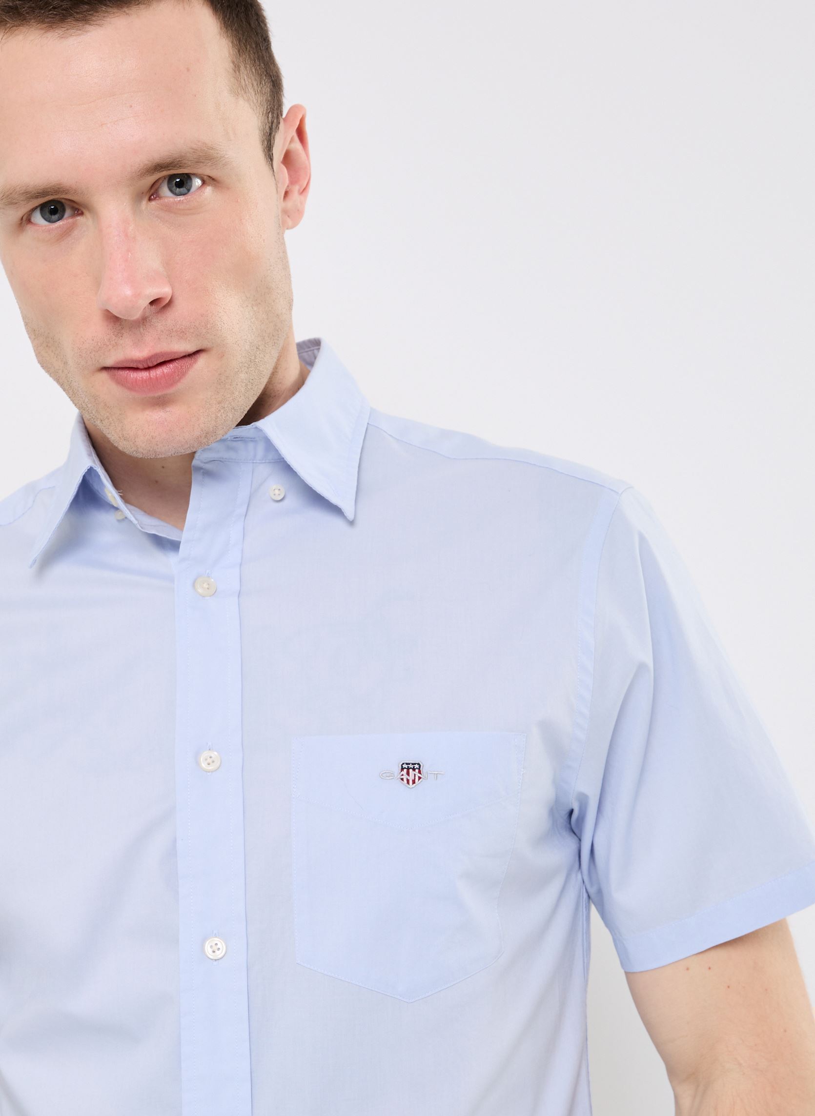 Chemises Reg Poplin Ss Shirt homme bleu GANT Chemises Reg Poplin Ss Shirt homme bleu BLEU CLAIR