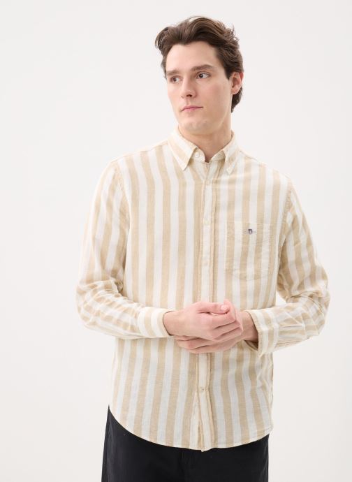 GANT Chemises Reg Cotton Linen Stripe Shirt homme beige