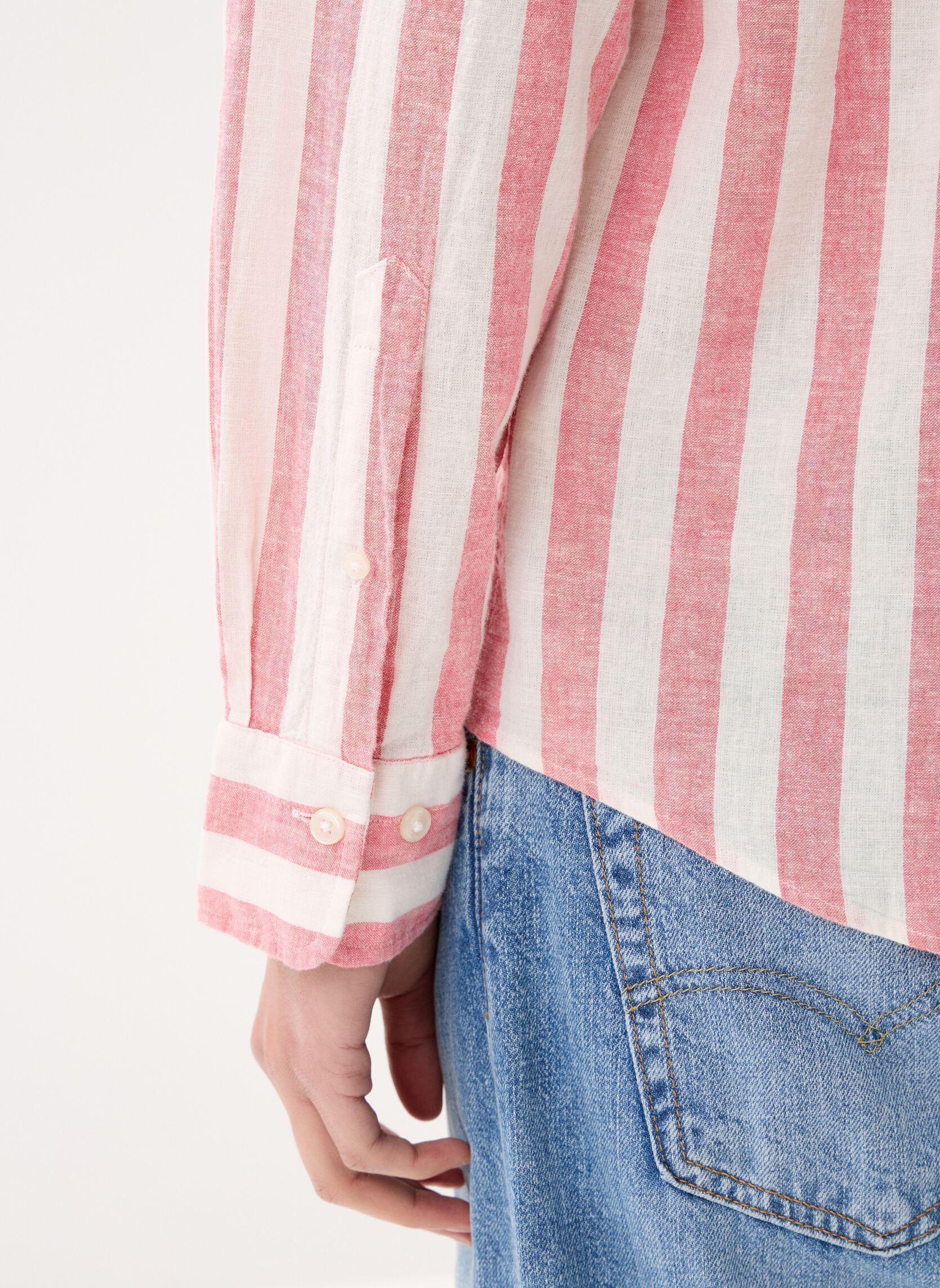Hemden Reg Cotton Linen Stripe Shirt heren roze GANT Hemden Reg Cotton Linen Stripe Shirt heren roze ROSE PINK