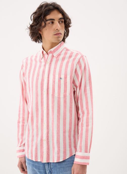 GANT Chemises Reg Cotton Linen Stripe Shirt homme rose
