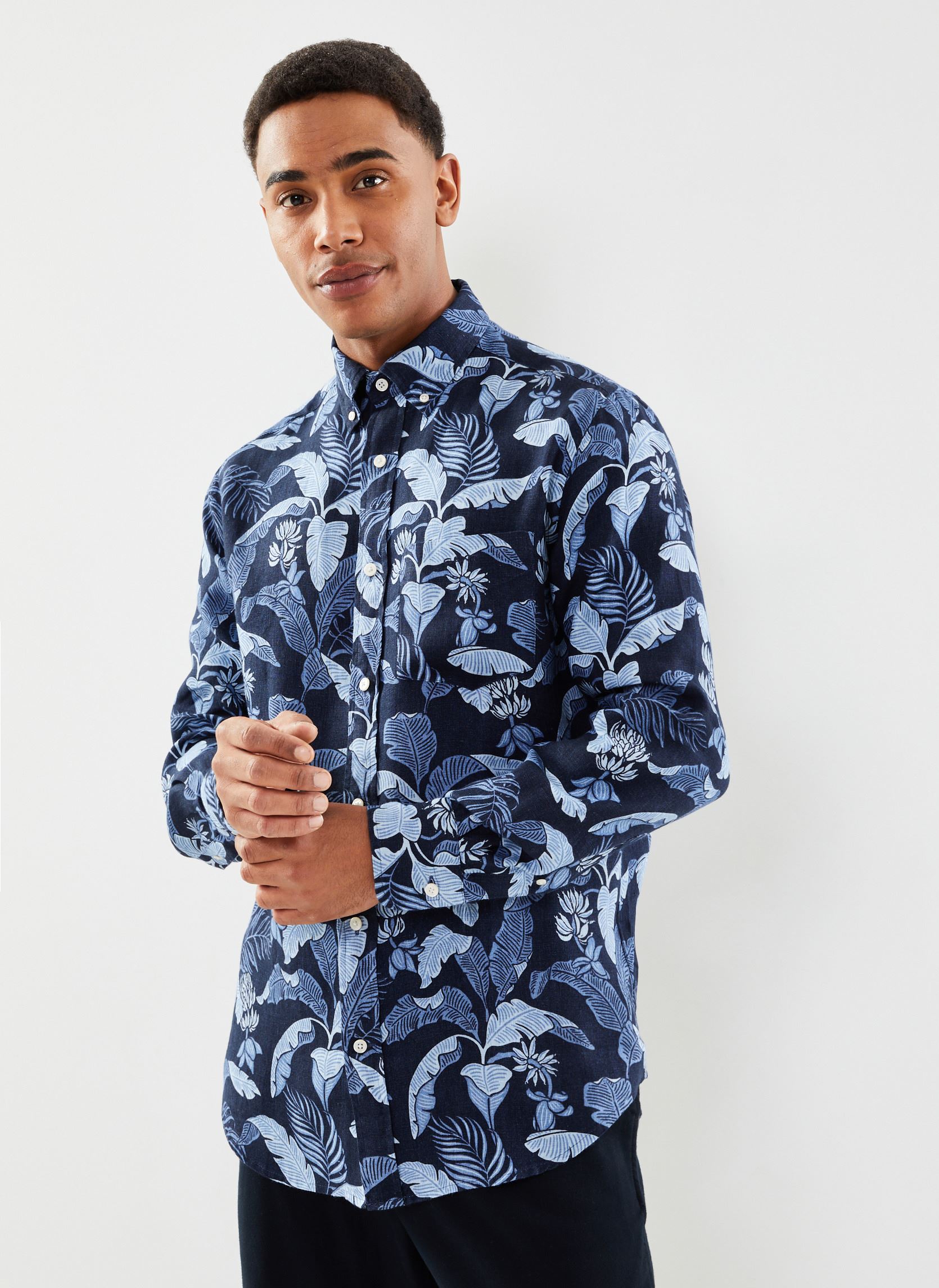 Vêtements GANT Reg Linen Print Shirt pour Accessoires