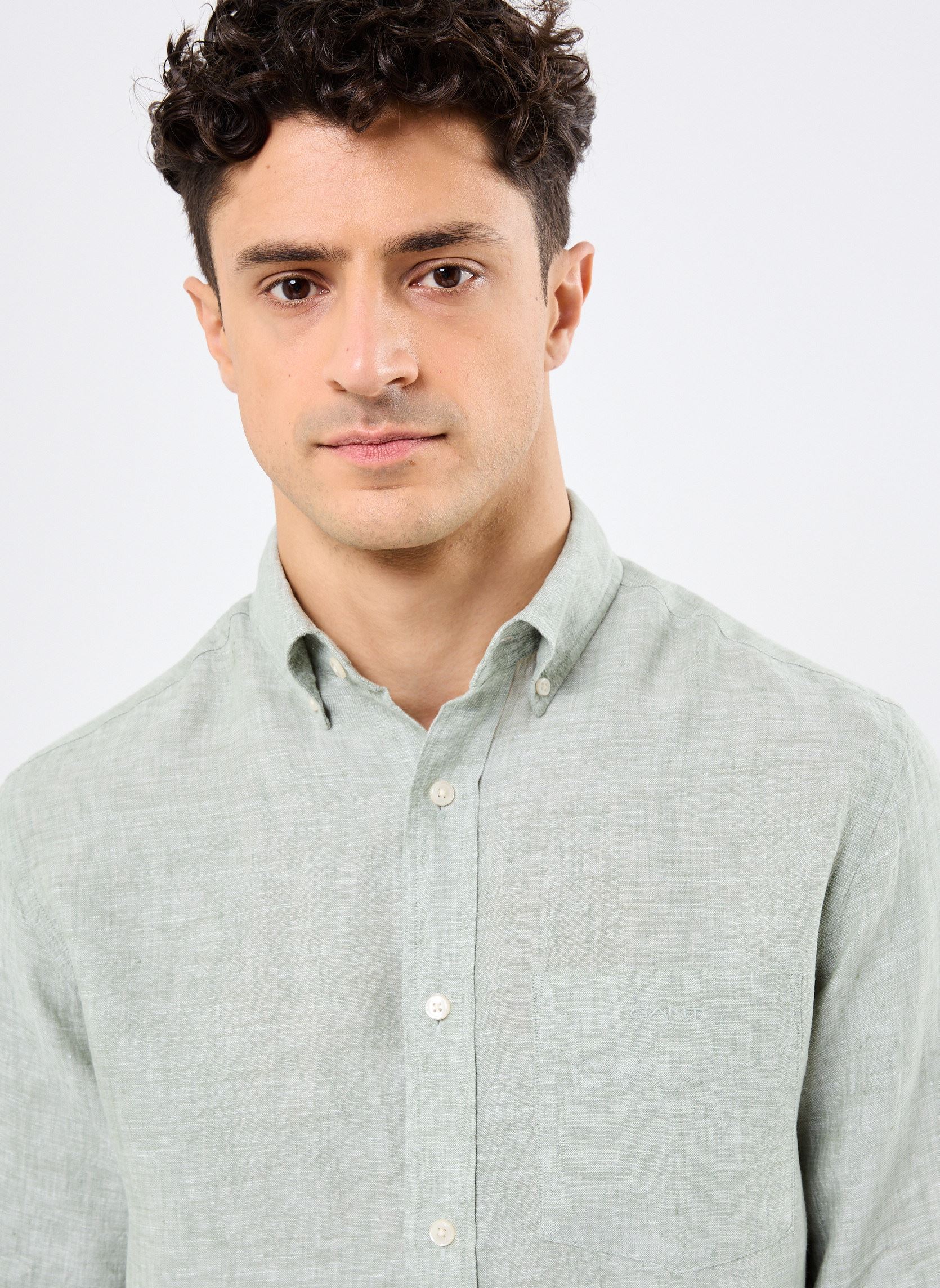 Lange mouw overhemden Reg Linen Shirt heren groen GANT Lange mouw overhemden Reg Linen Shirt heren groen VERT PRINTEMPS