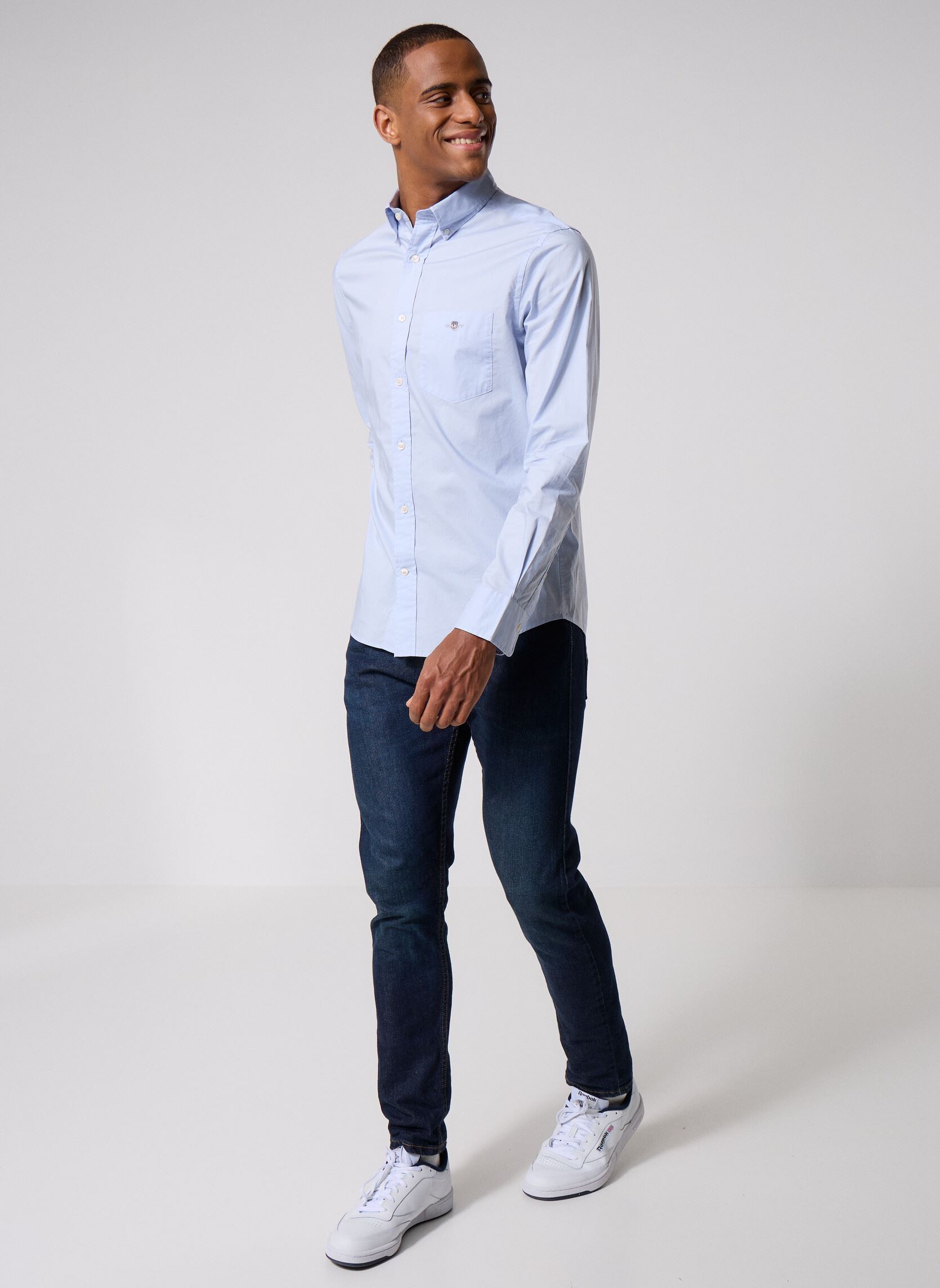 Hemden Reg Poplin Shirt heren blauw GANT Hemden Reg Poplin Shirt heren blauw BLEU CLAIR