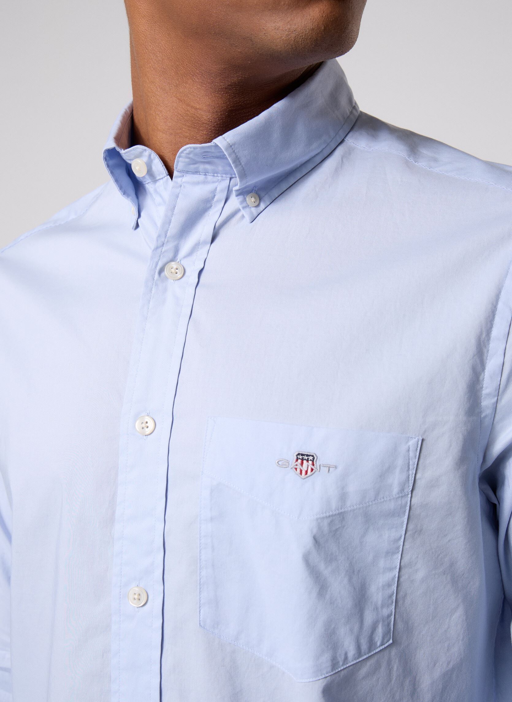 Hemden Reg Poplin Shirt heren blauw GANT Hemden Reg Poplin Shirt heren blauw BLEU CLAIR