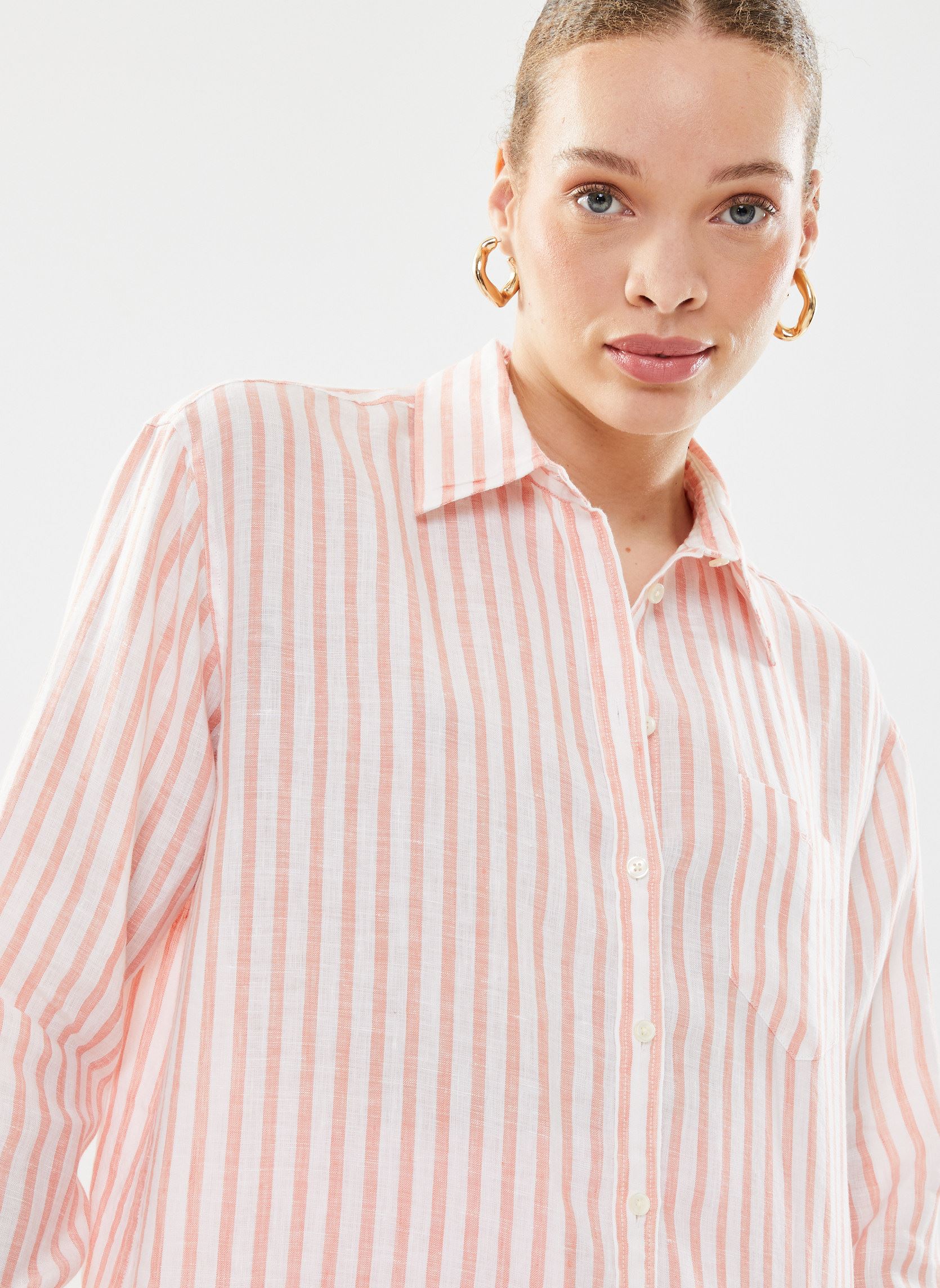 Lange mouw overhemden Rel Striped Linen Shirt dames roze GANT Lange mouw overhemden Rel Striped Linen Shirt dames roze FRAMBOISE SAUVAGE