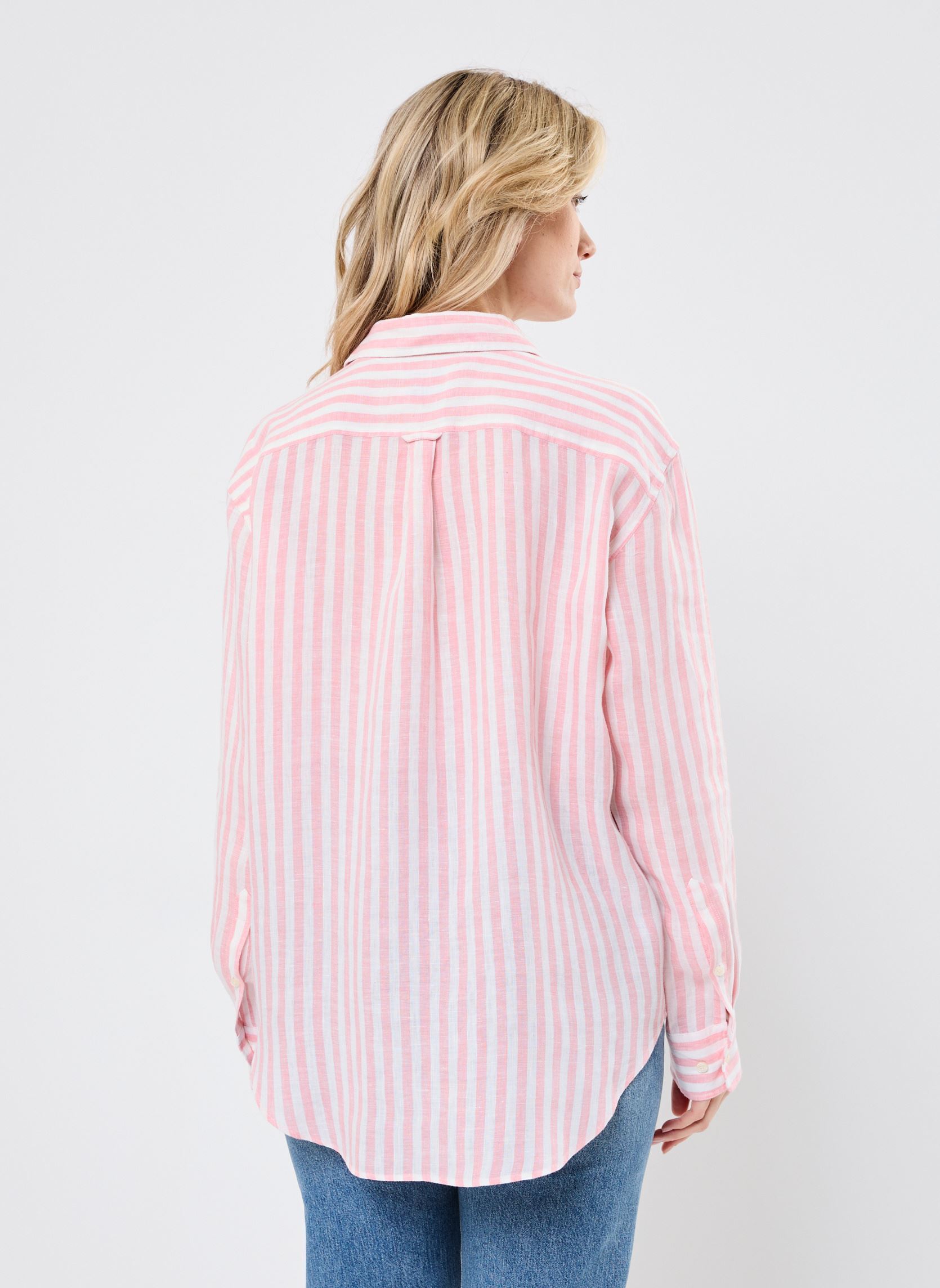 Chemises manches longues Rel Striped Linen Shirt femme rose GANT Chemises manches longues Rel Striped Linen Shirt femme rose ECRU MELANGE