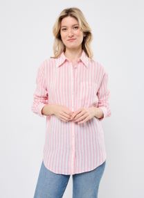 Lange mouw overhemden Rel Striped Linen Shirt dames roze