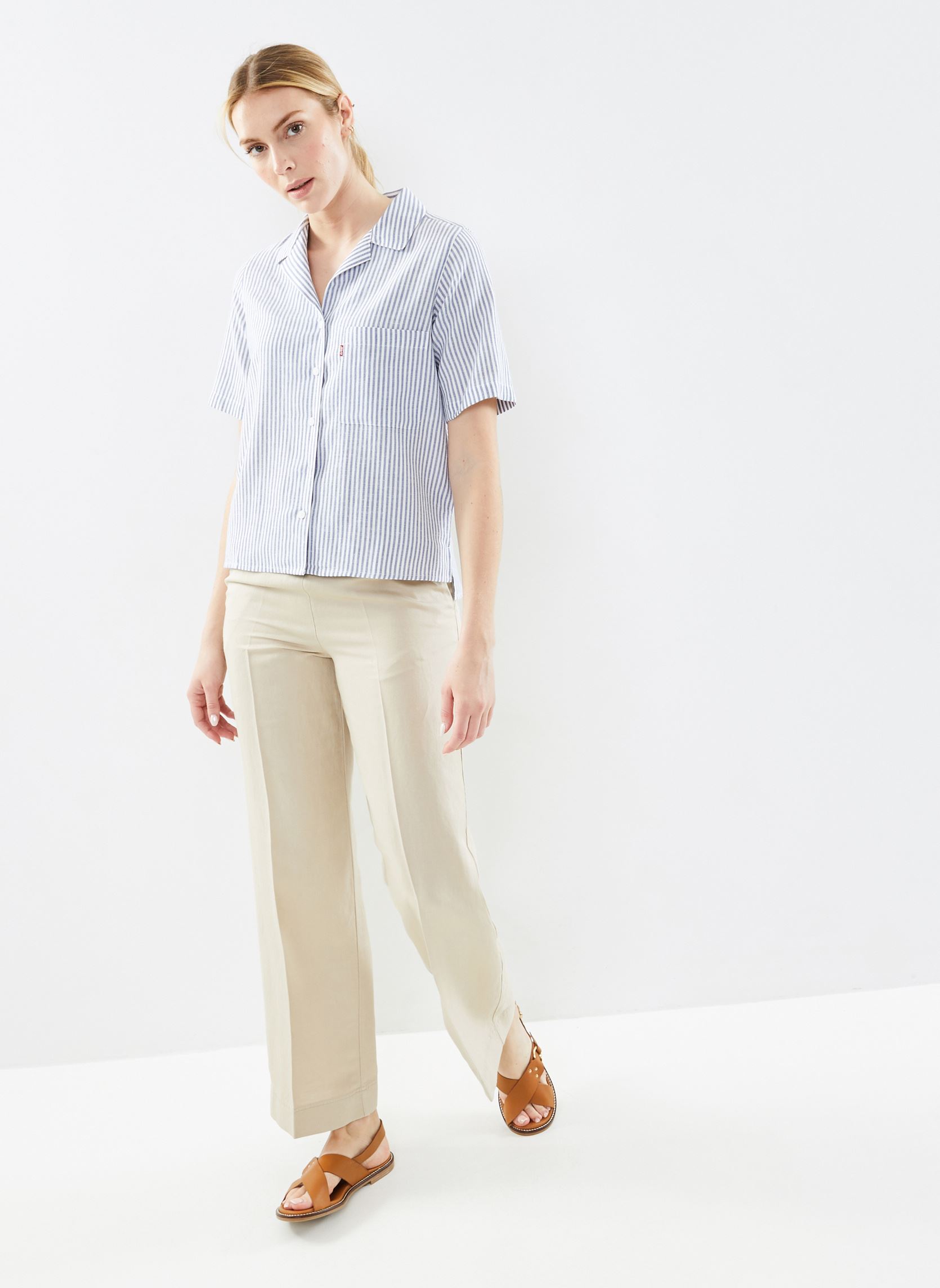 Pantalons larges Rel Linen Blend Pull On Pants femme beige GANT Pantalons larges Rel Linen Blend Pull On Pants femme beige GRIS CLAIR