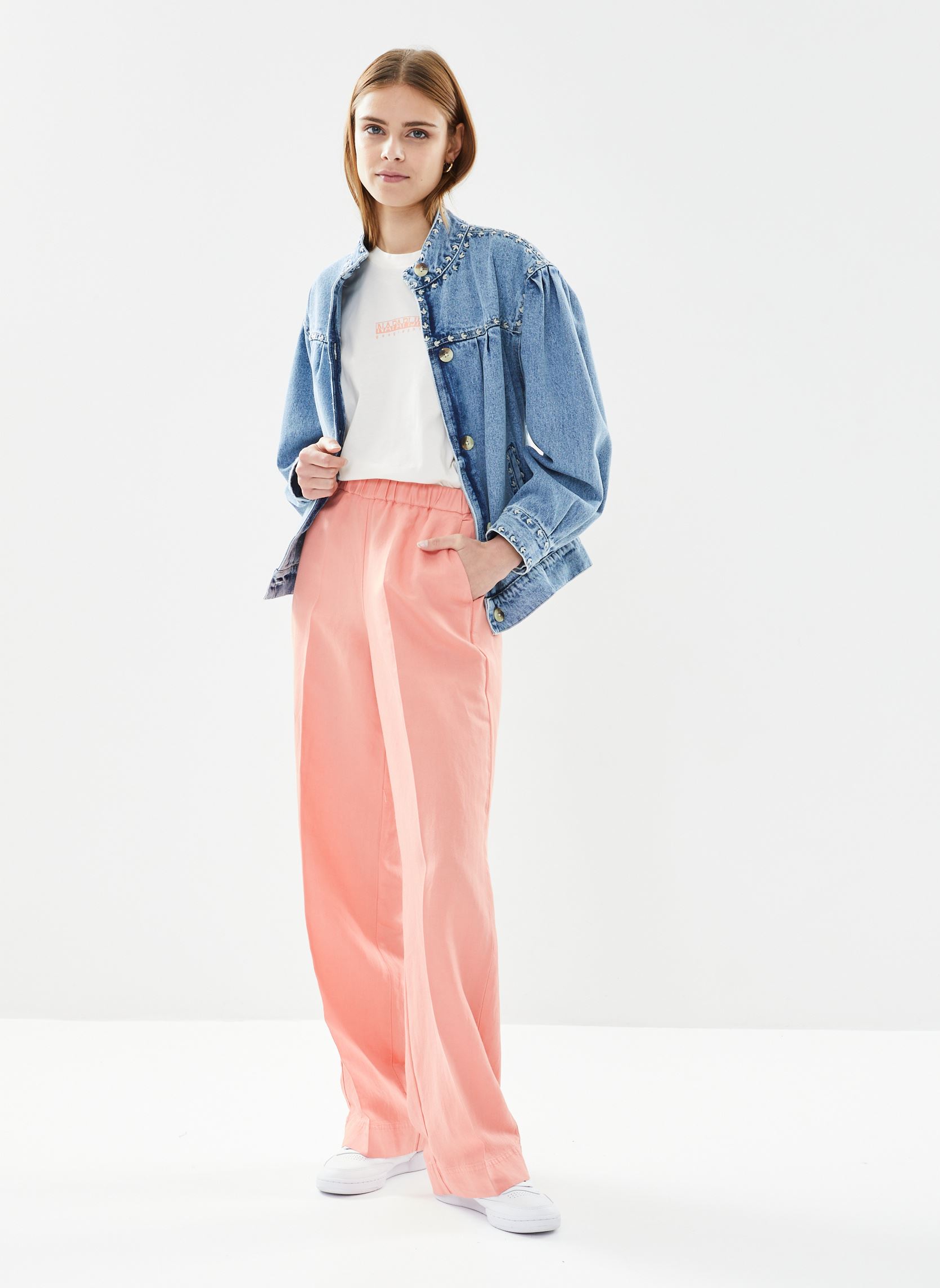 Pantalons larges Rel Linen Blend Pull On Pants femme rose GANT Pantalons larges Rel Linen Blend Pull On Pants femme rose FRAMBOISE SAUVAGE