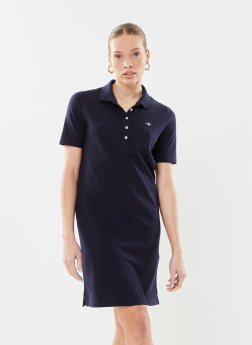 GANT Robes Slim Shield Ss Pique Polo Dress femme bleu