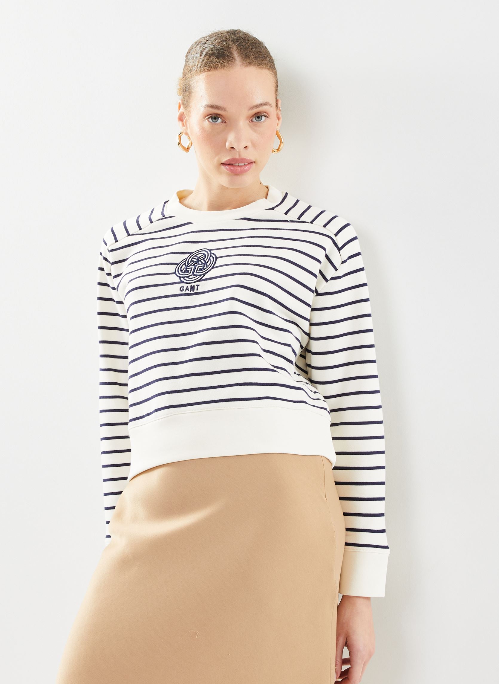 Vêtements GANT Striped Monogram C Neck Sweat pour Accessoires