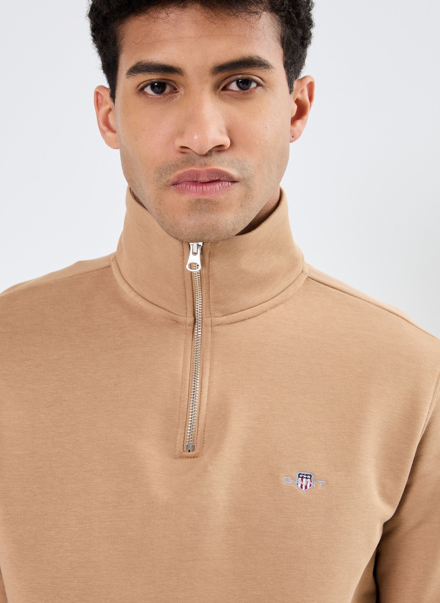 Sweaters met rits Reg Shield Half Zip Sweat heren beige GANT Sweaters met rits Reg Shield Half Zip Sweat heren beige KHAKI FONCE