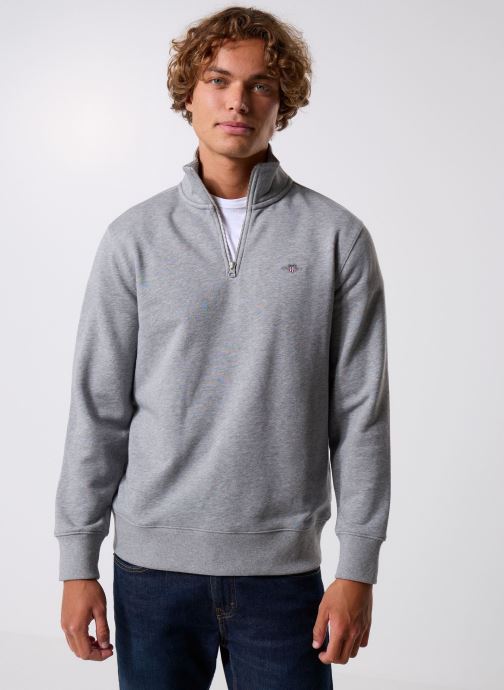 GANT Sweats zippés Reg Shield Half Zip Sweat homme gris